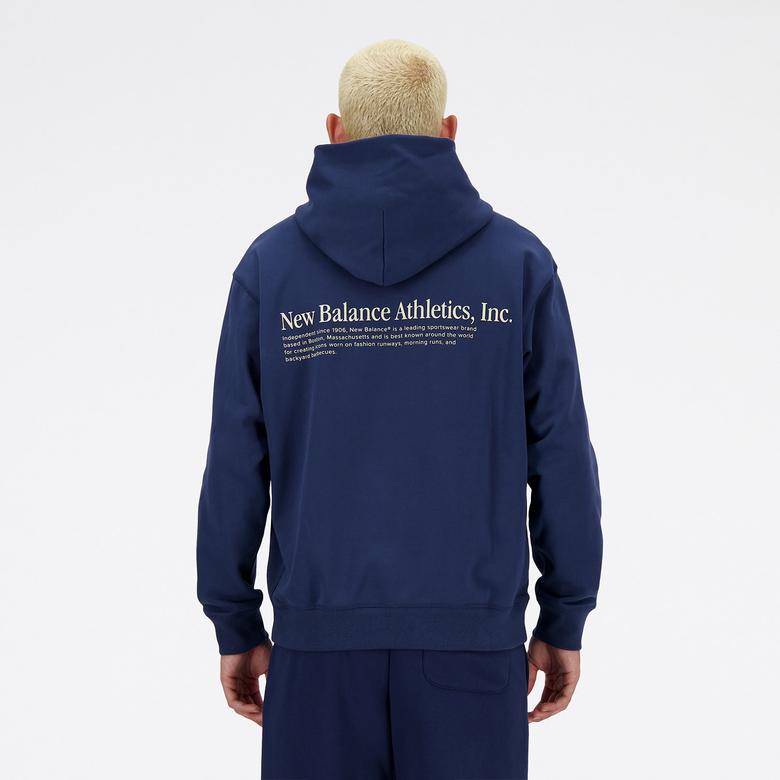 New Balance Athletics Embroidered Relaxed Lacivert Erkek Hoodie