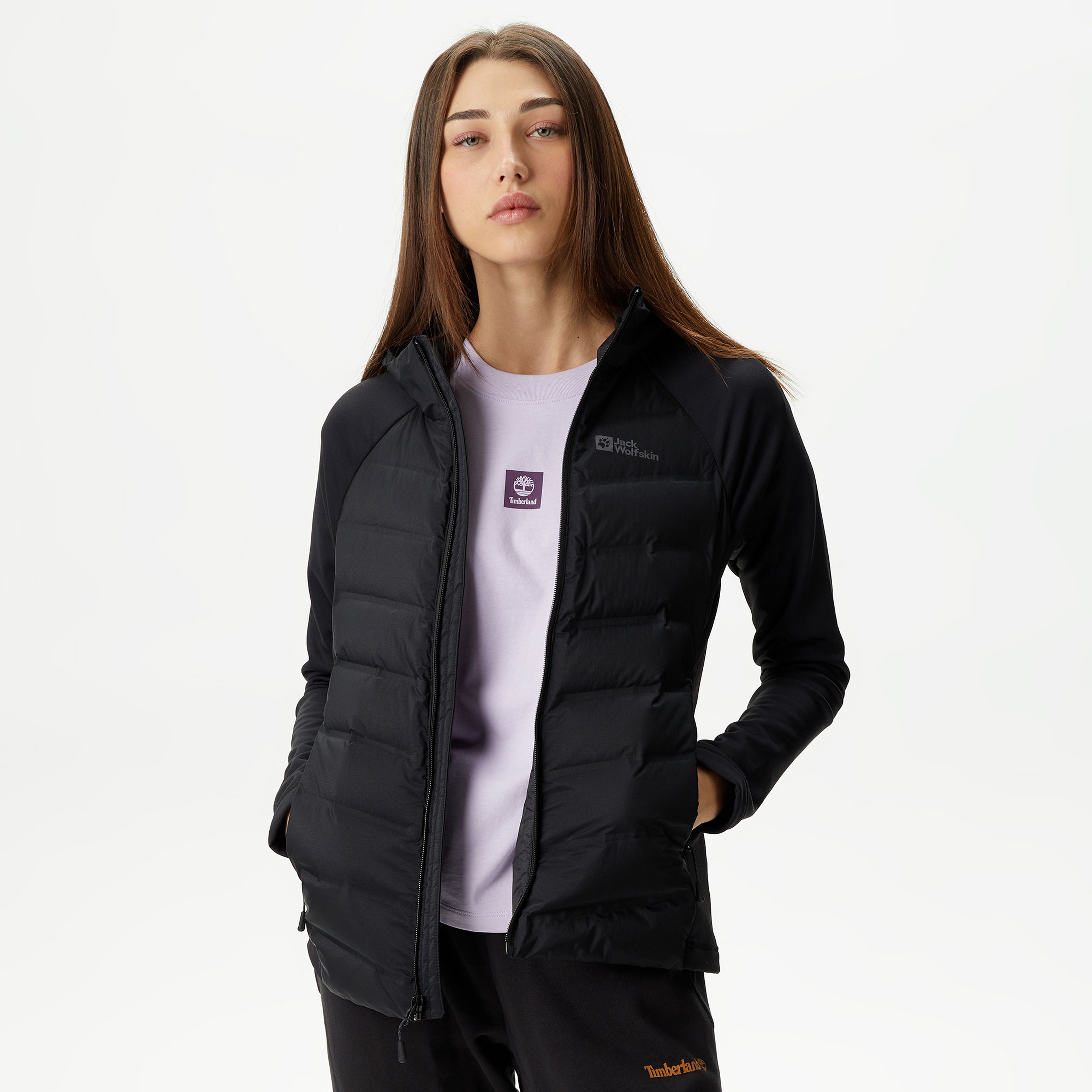 Jack Wolfskin Tasman Down Hybrid Kadın Siyah Mont