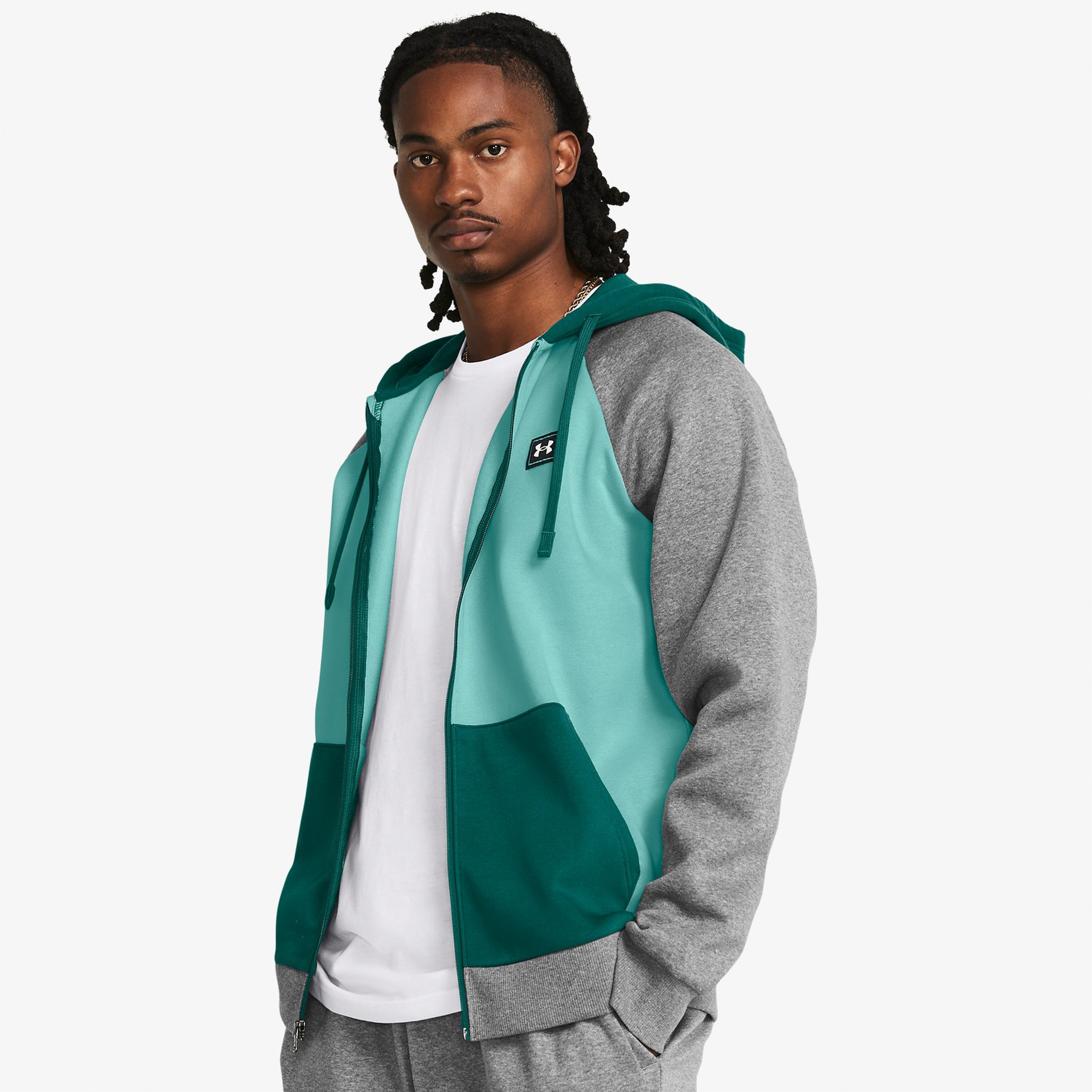 Under Armour Rival Fleece Erkek Yeşil Fermuarlı Eşofman Üstü