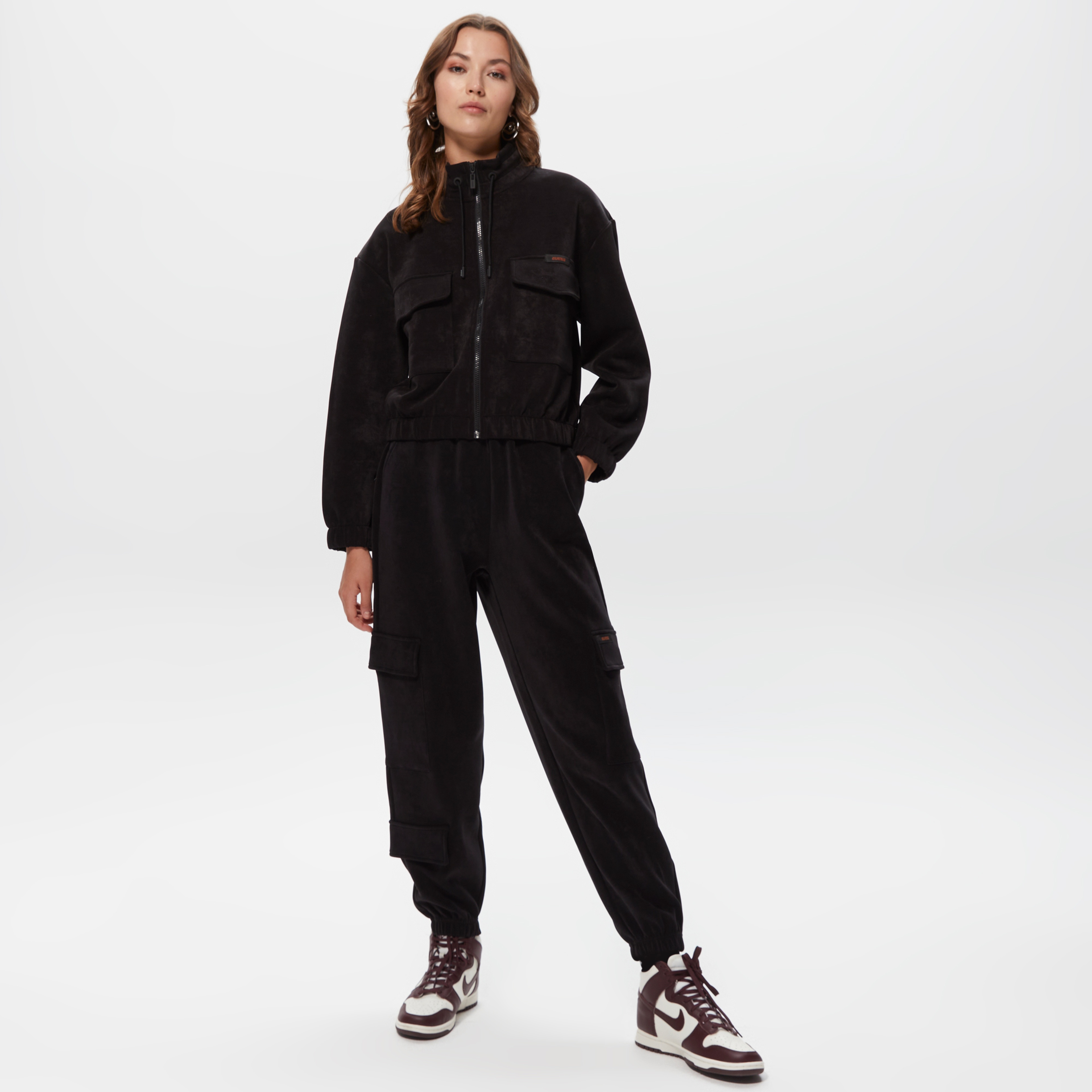 Guess Euphemia Cargos Kadın Siyah Eşofman Altı