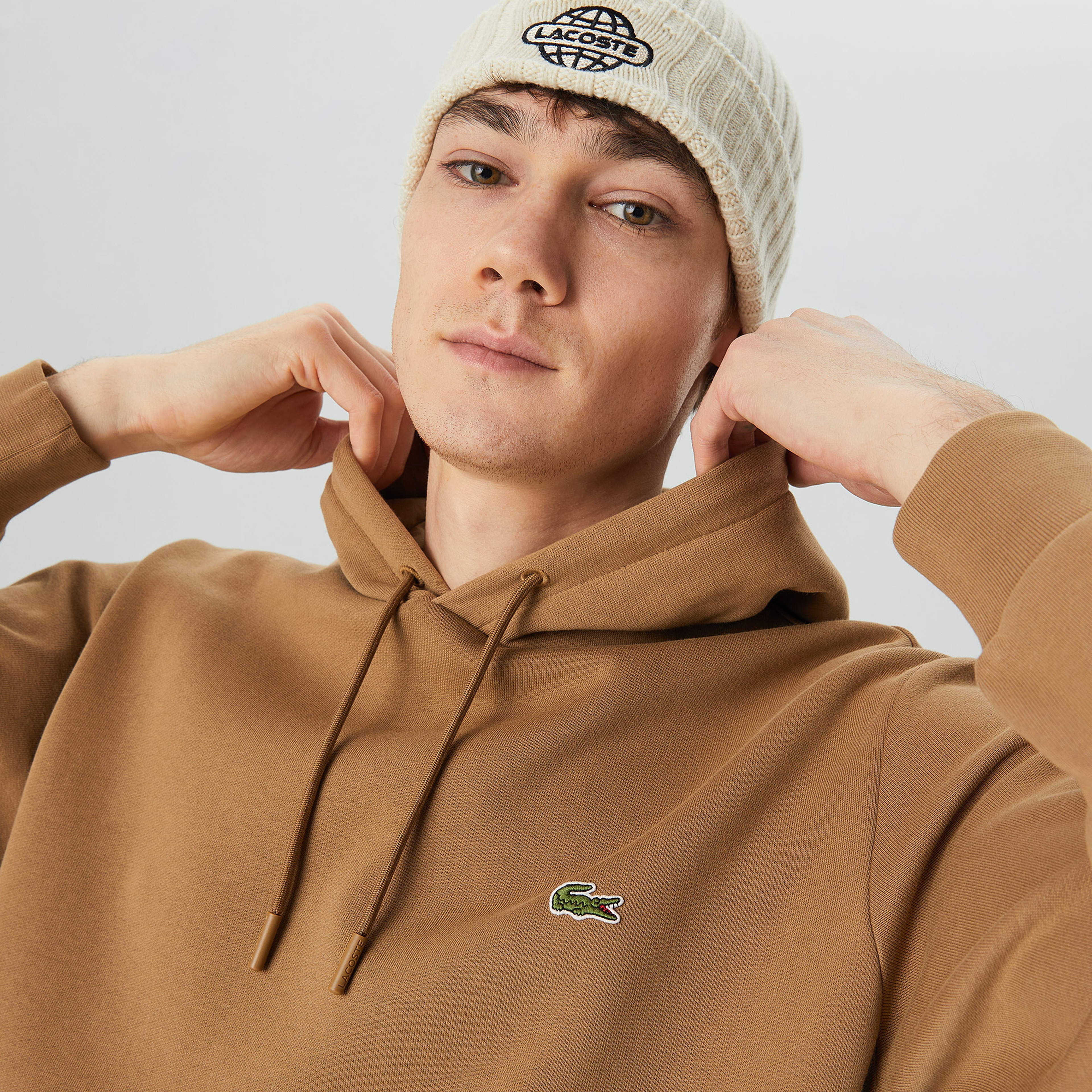 Erkek Classic Fit Kapüşonlu Kahverengi Sweatshirt