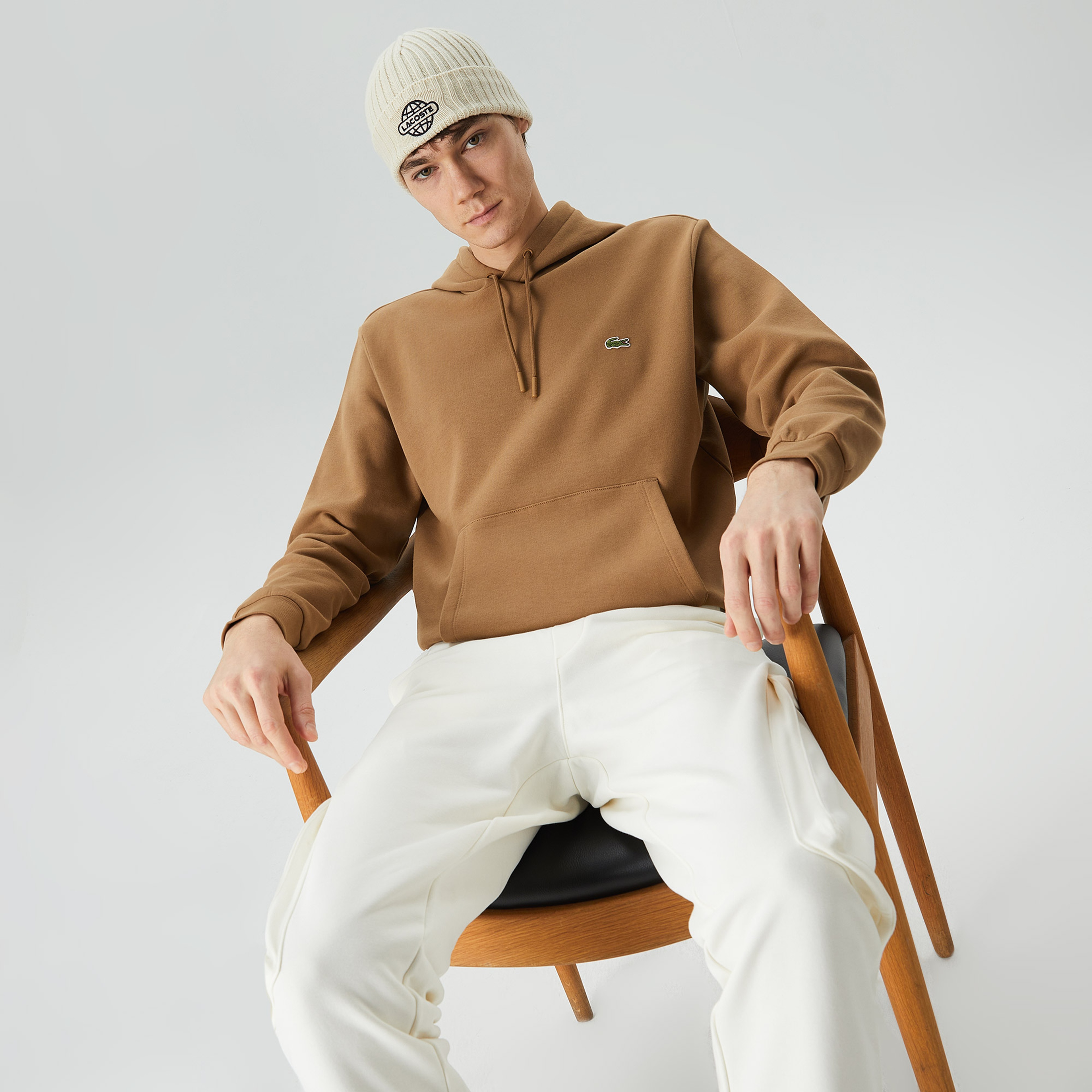 Erkek Classic Fit Kapüşonlu Kahverengi Sweatshirt