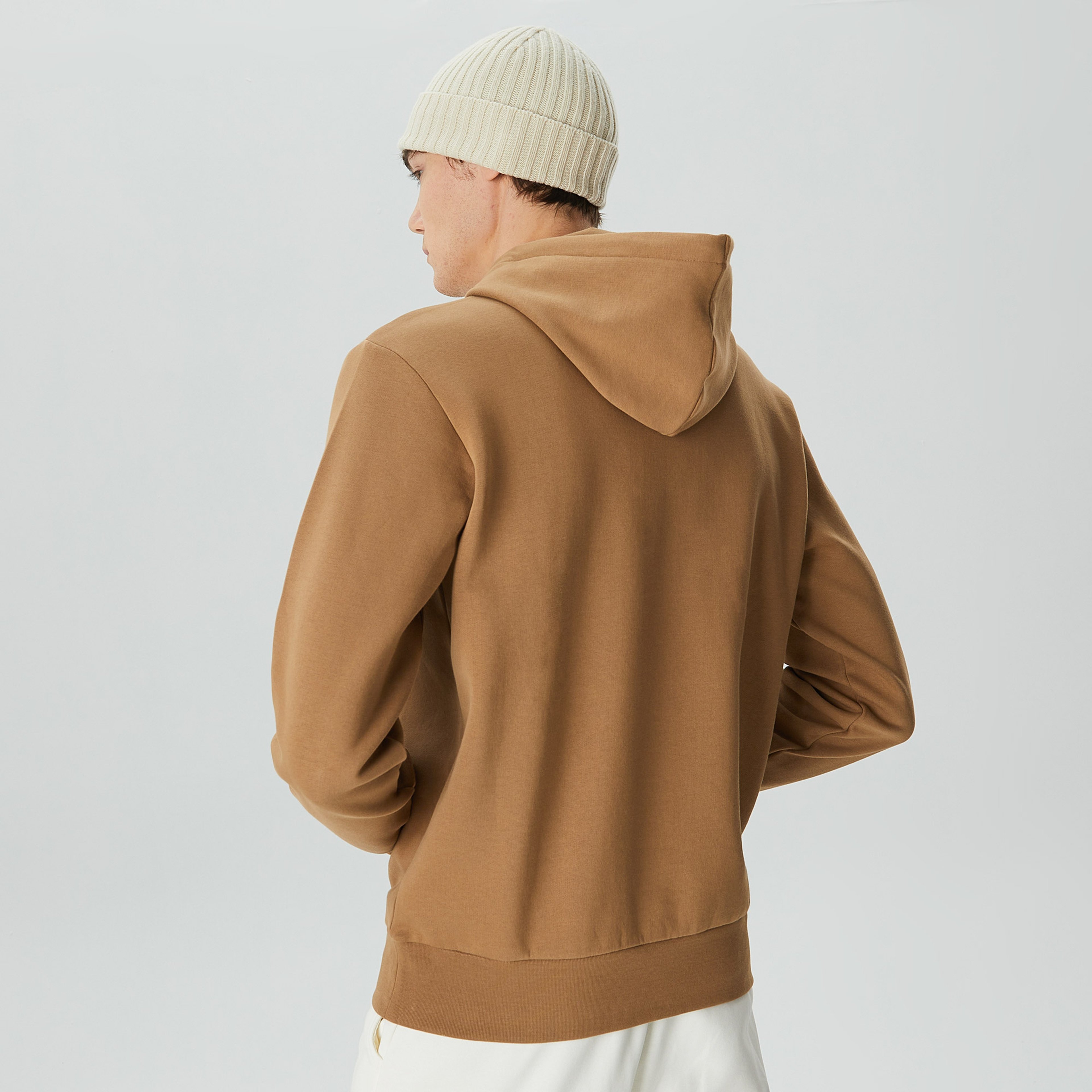 Erkek Classic Fit Kapüşonlu Kahverengi Sweatshirt