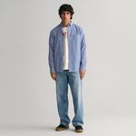 GANT Erkek Mavi Regular Fit Düğmeli Yaka Çizgili Poplin Gömlek