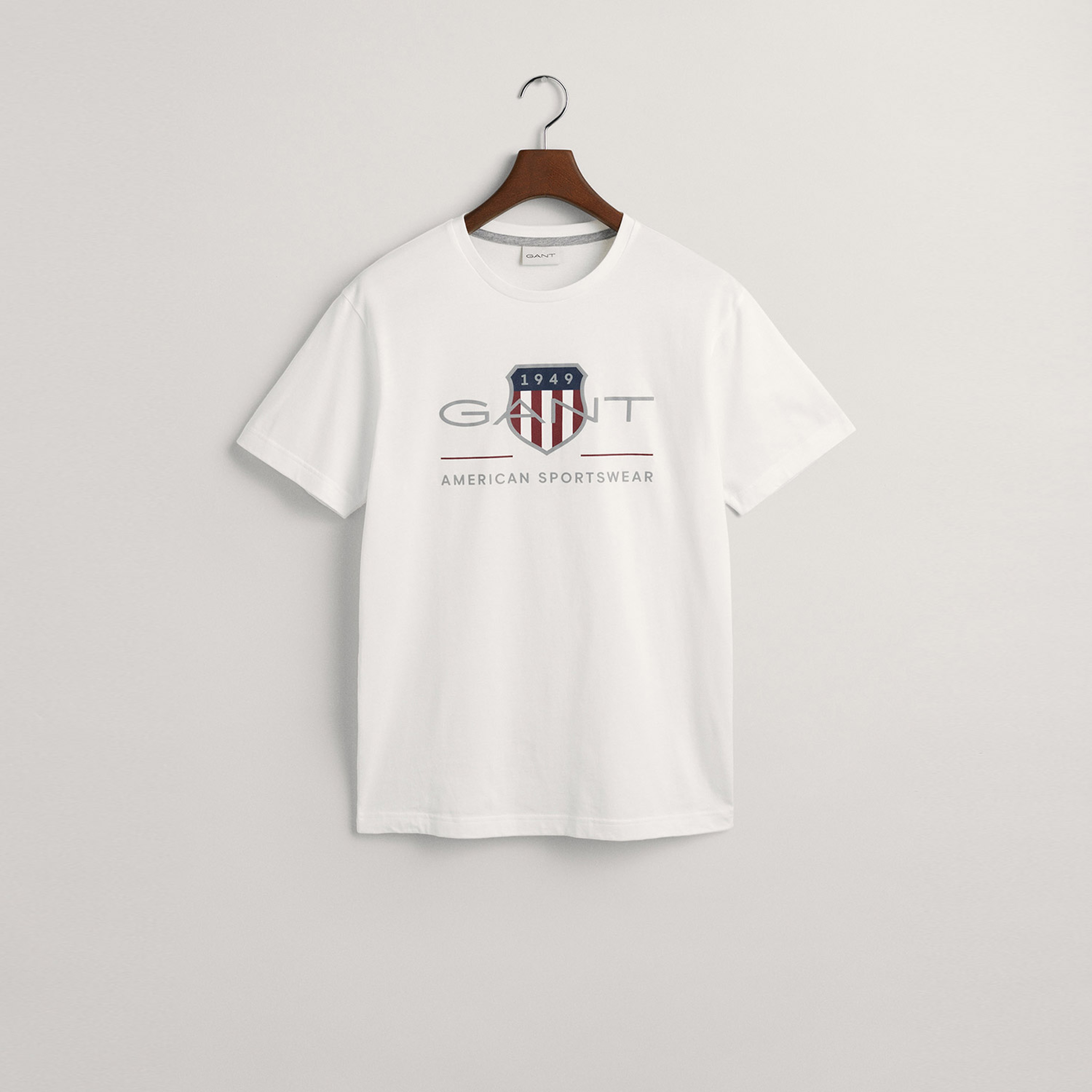 Gant Erkek Beyaz Regular Fit Bisiklet Yaka Logolu T-shirt