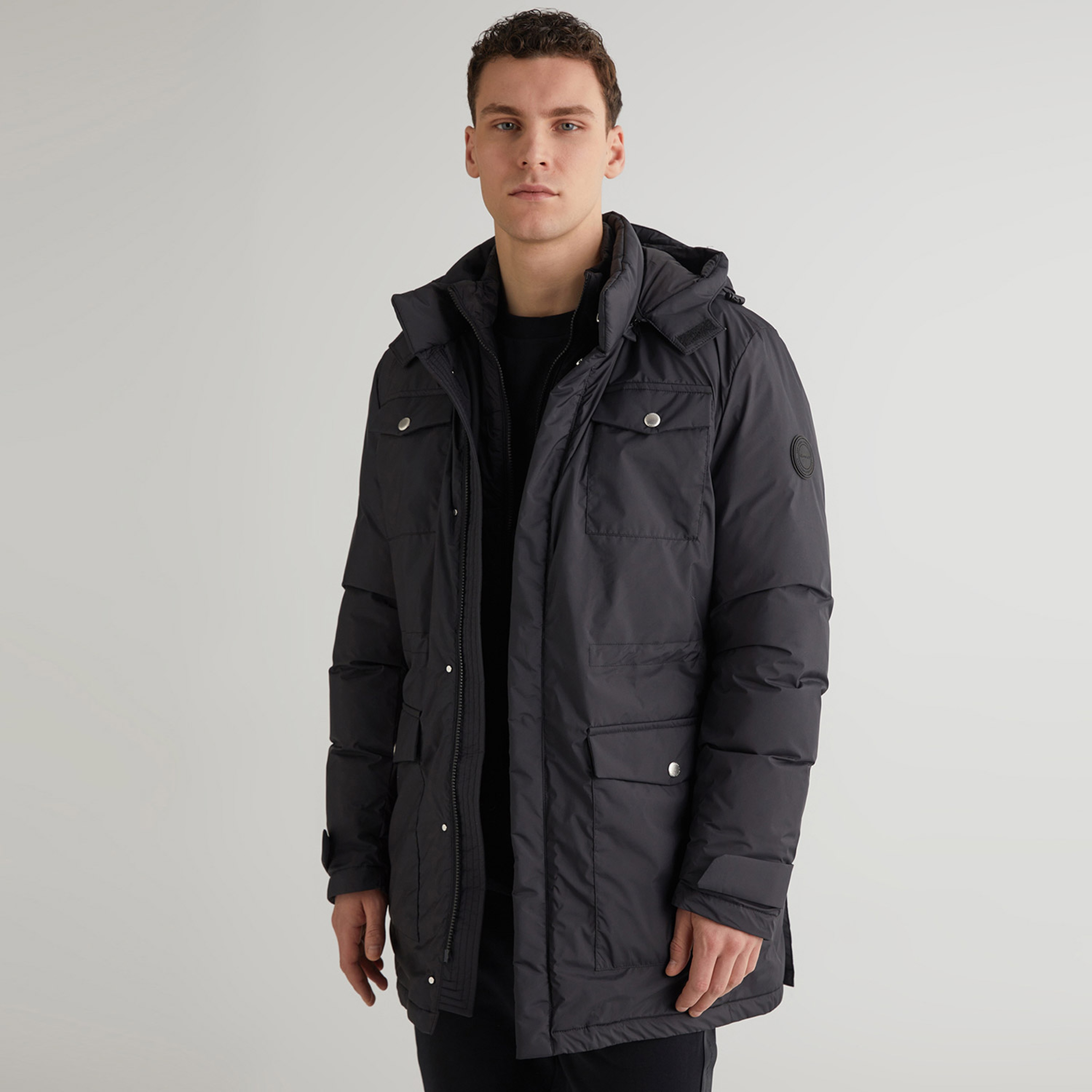 GANT Erkek Siyah Kapüşonlu Mont