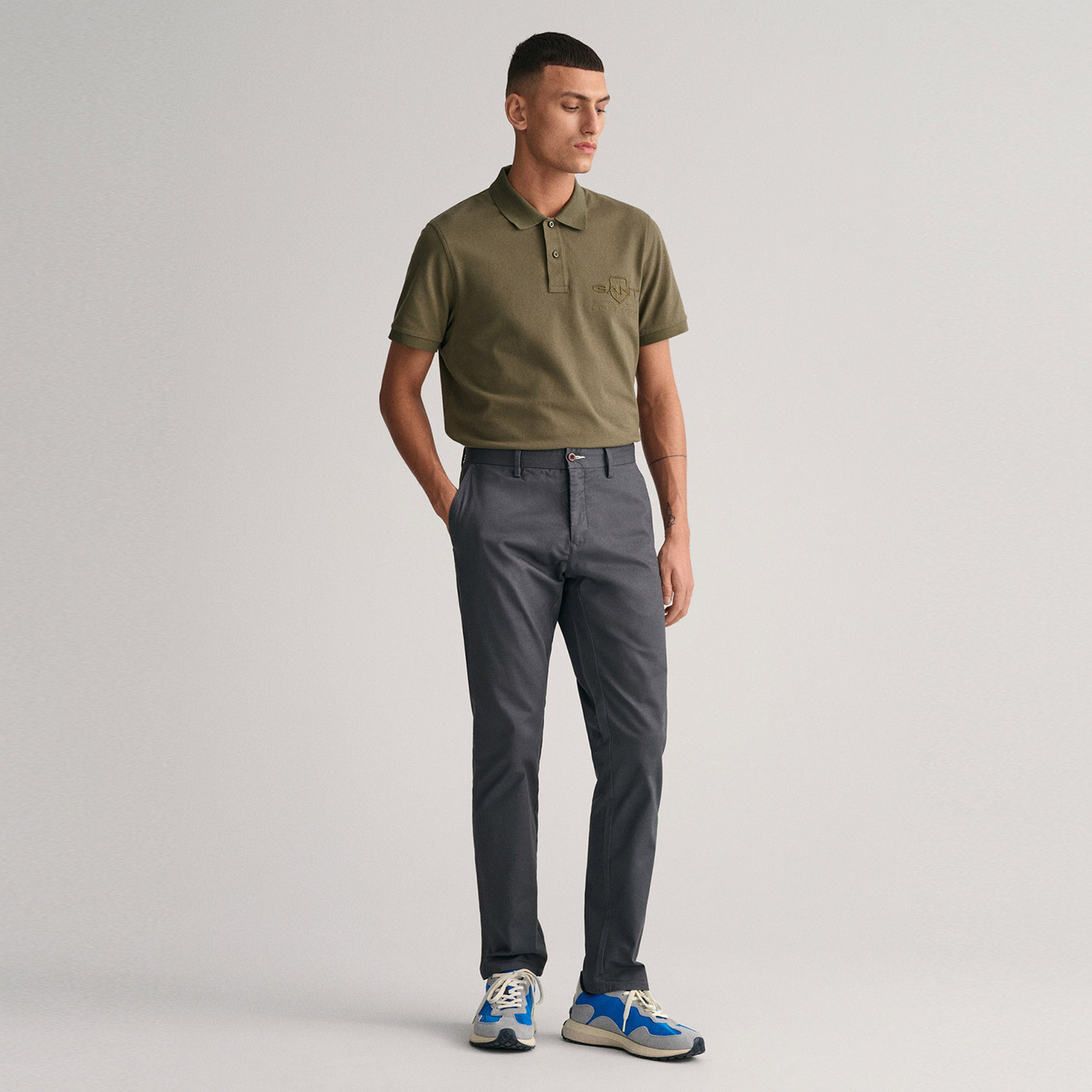 Gant Erkek Gri Slim Fit Chino Pantolon
