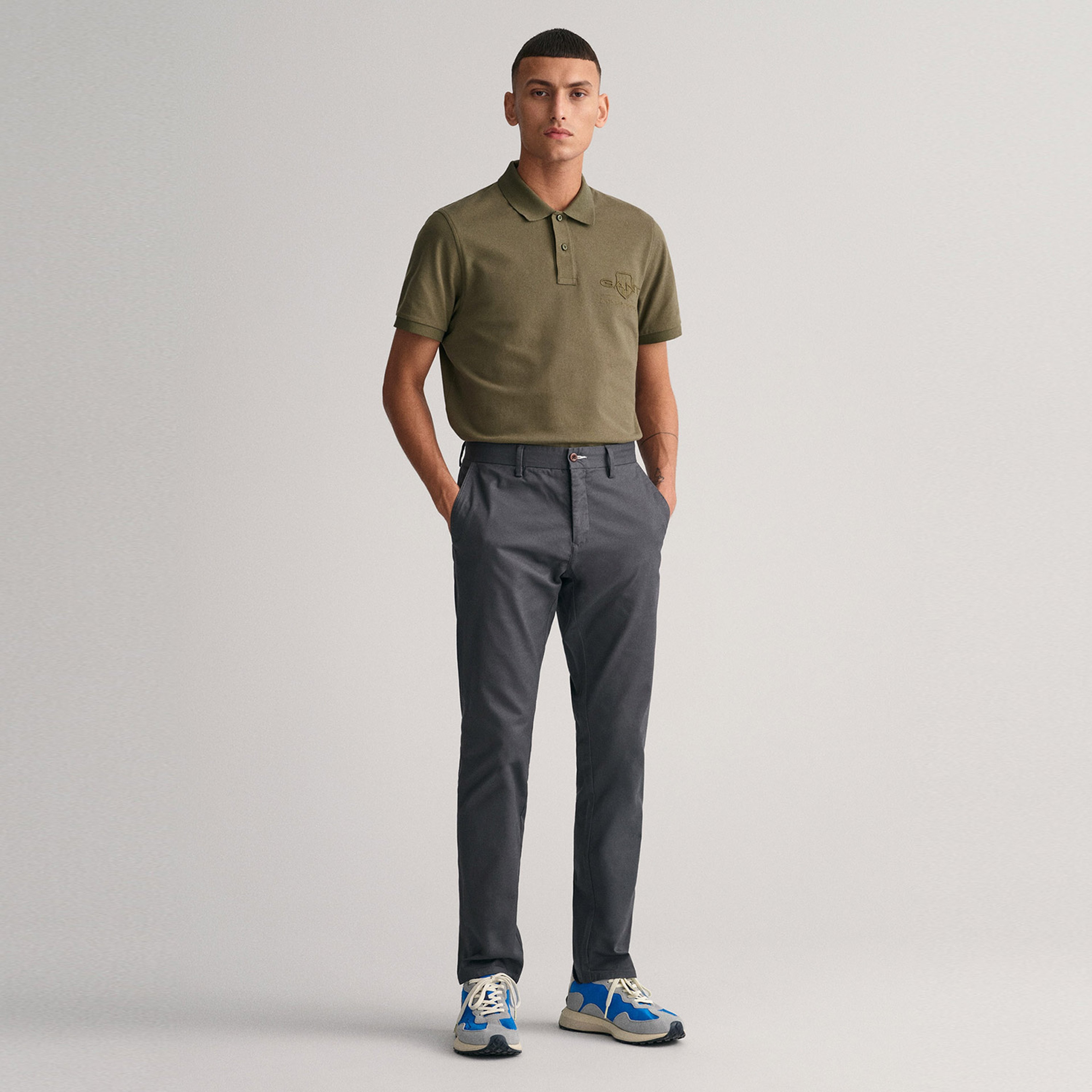 Gant Erkek Gri Slim Fit Chino Pantolon