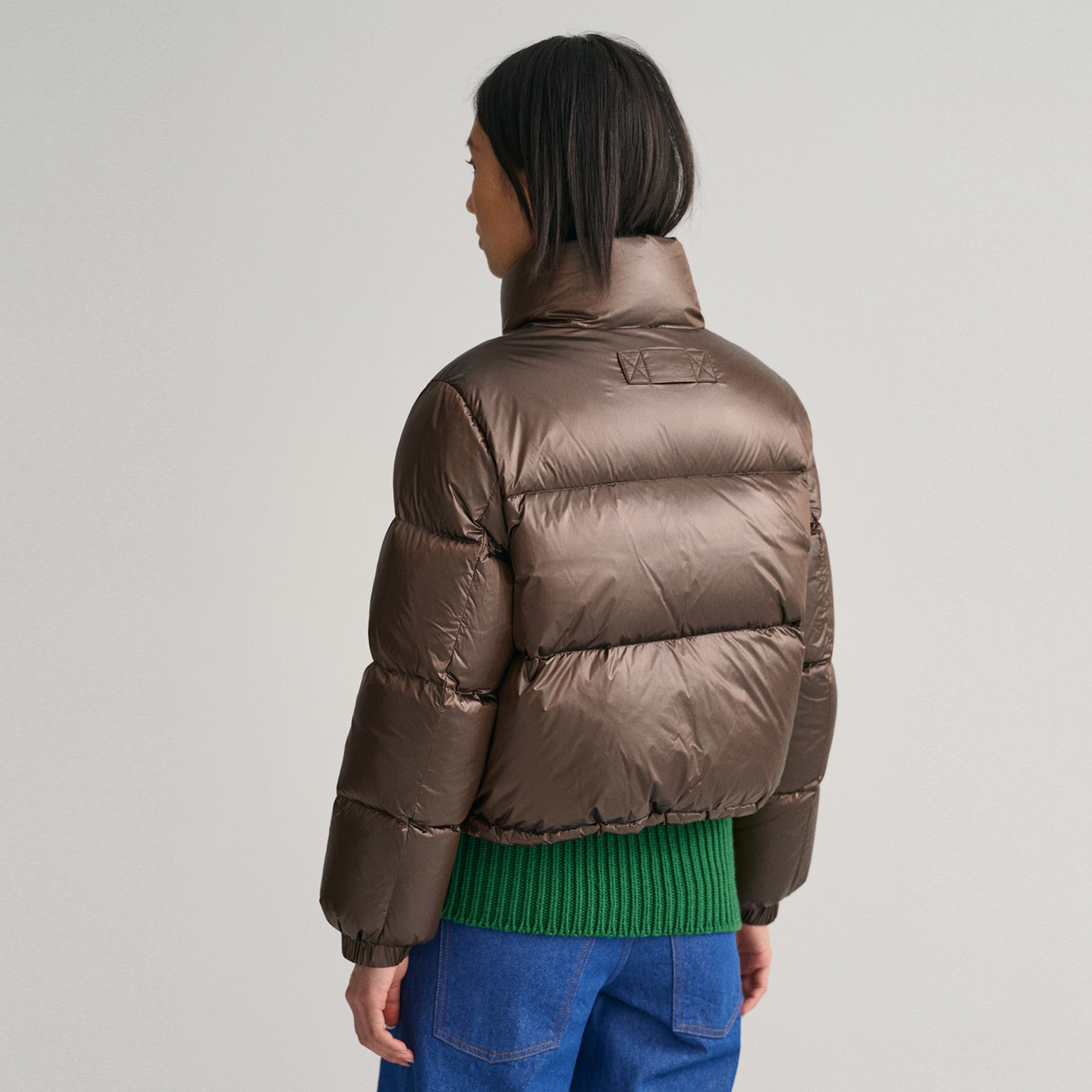 GANT Kadın Kahverengi Dik Yaka Kapitone Mont