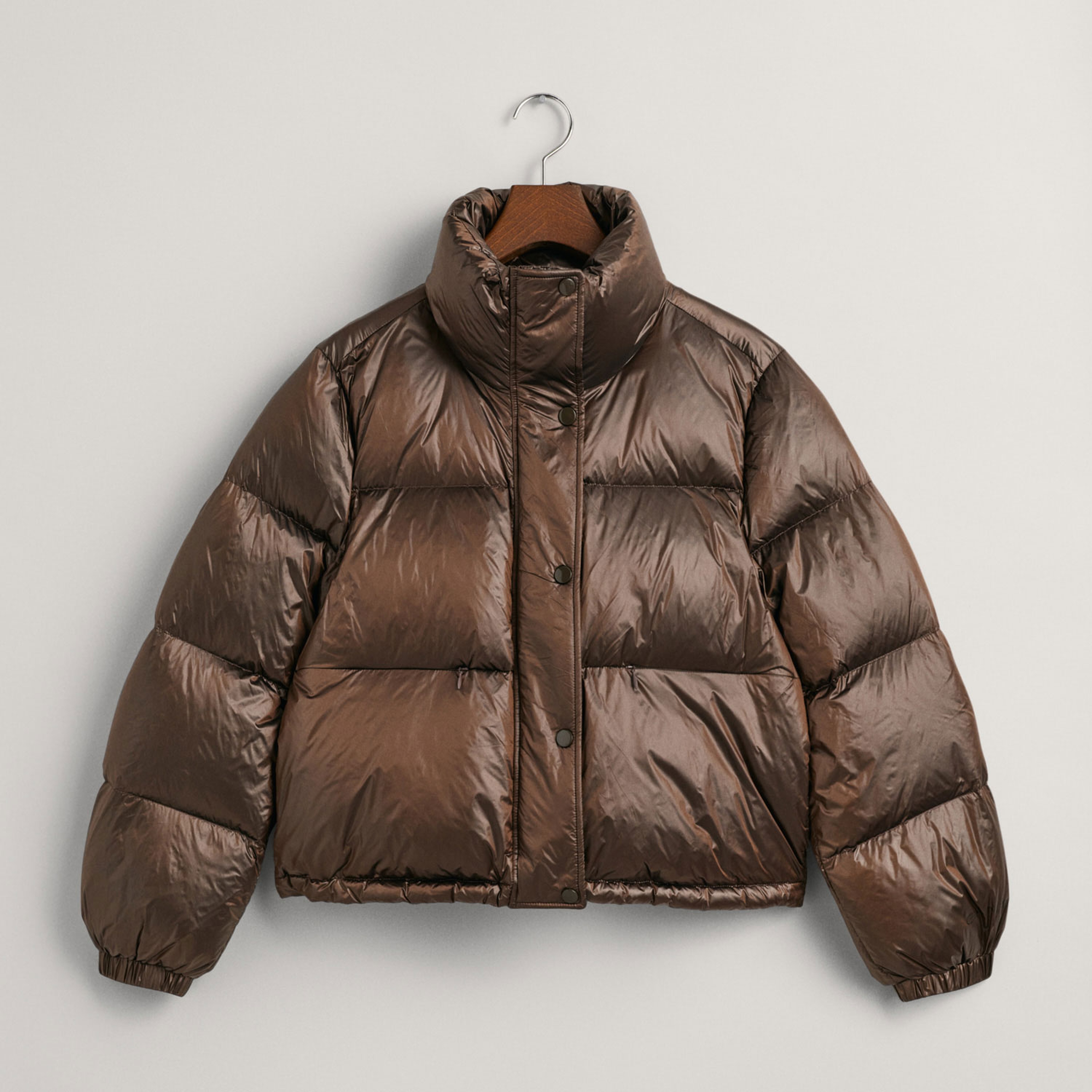 GANT Kadın Kahverengi Dik Yaka Kapitone Mont