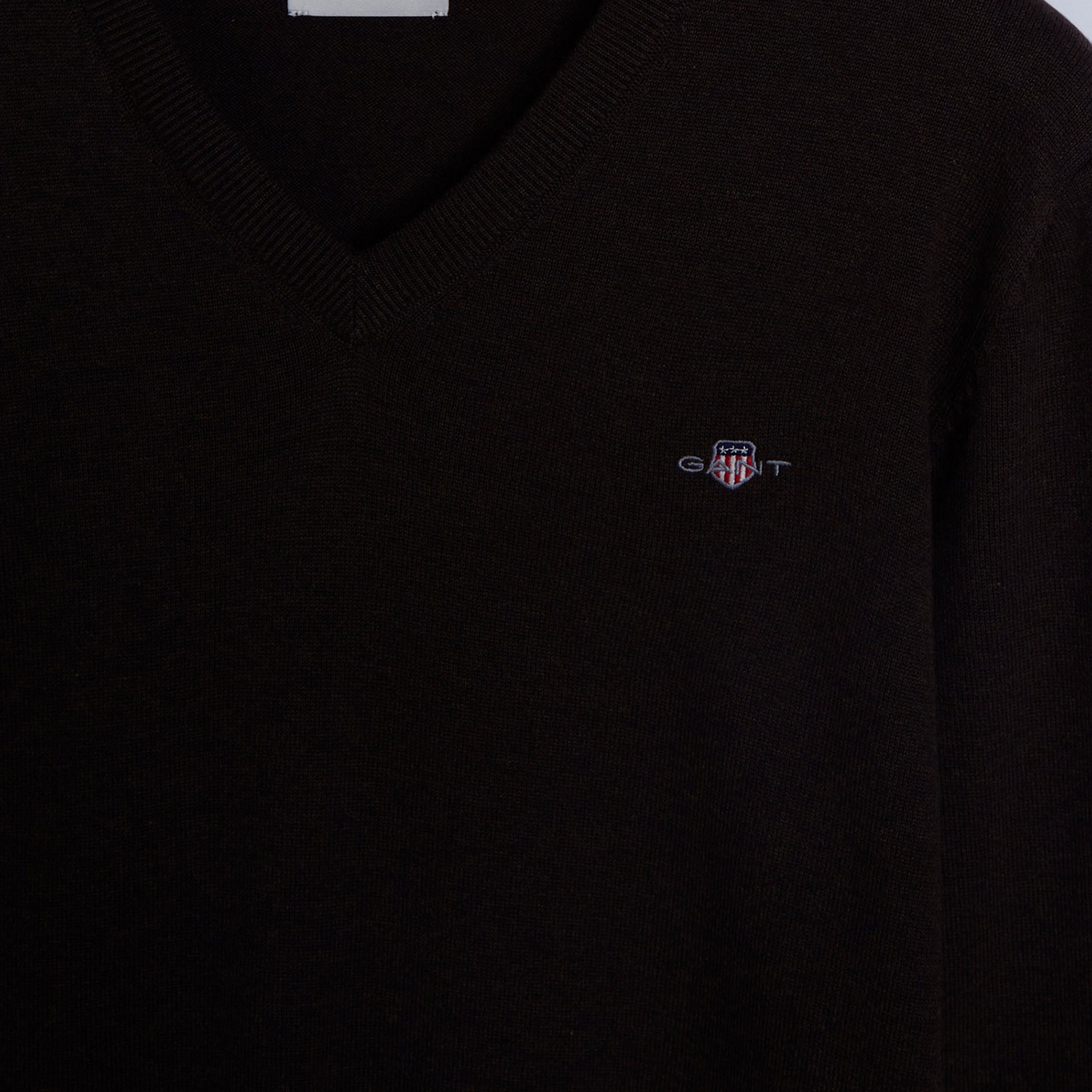 GANT Erkek Kahverengi Regular Fit V Yaka Kazak