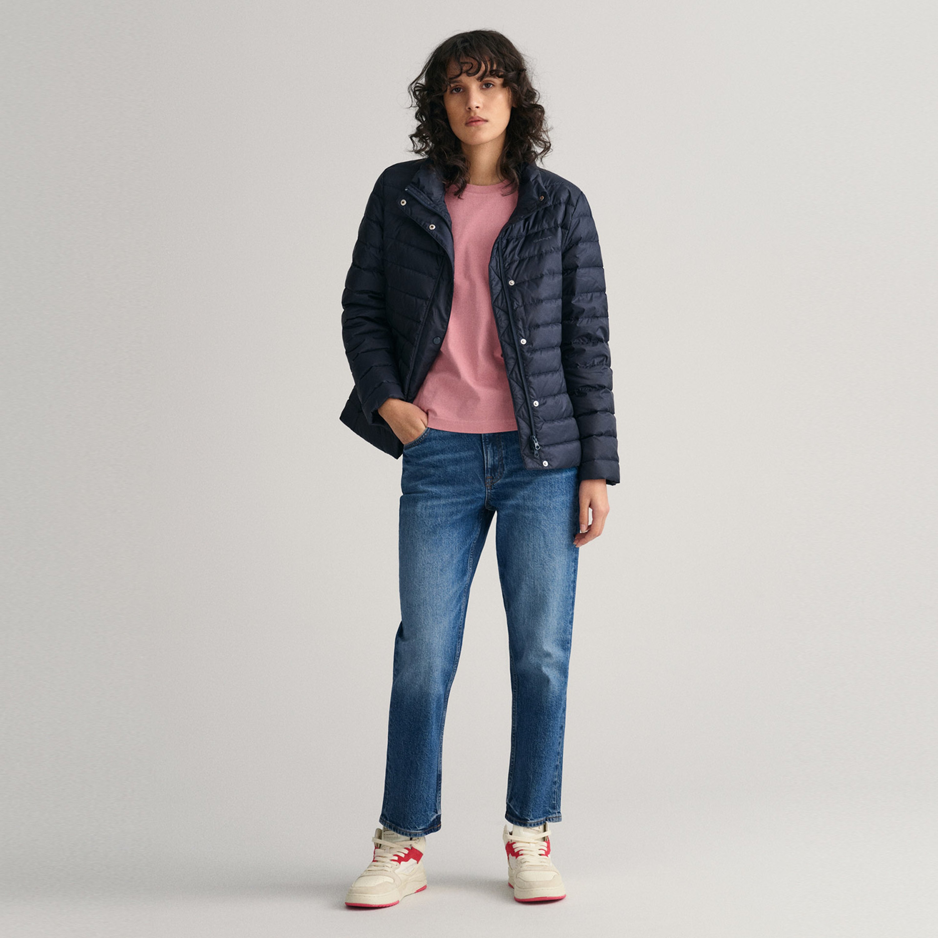 GANT Kadın Lacivert Dik Yaka Kapitone Mont