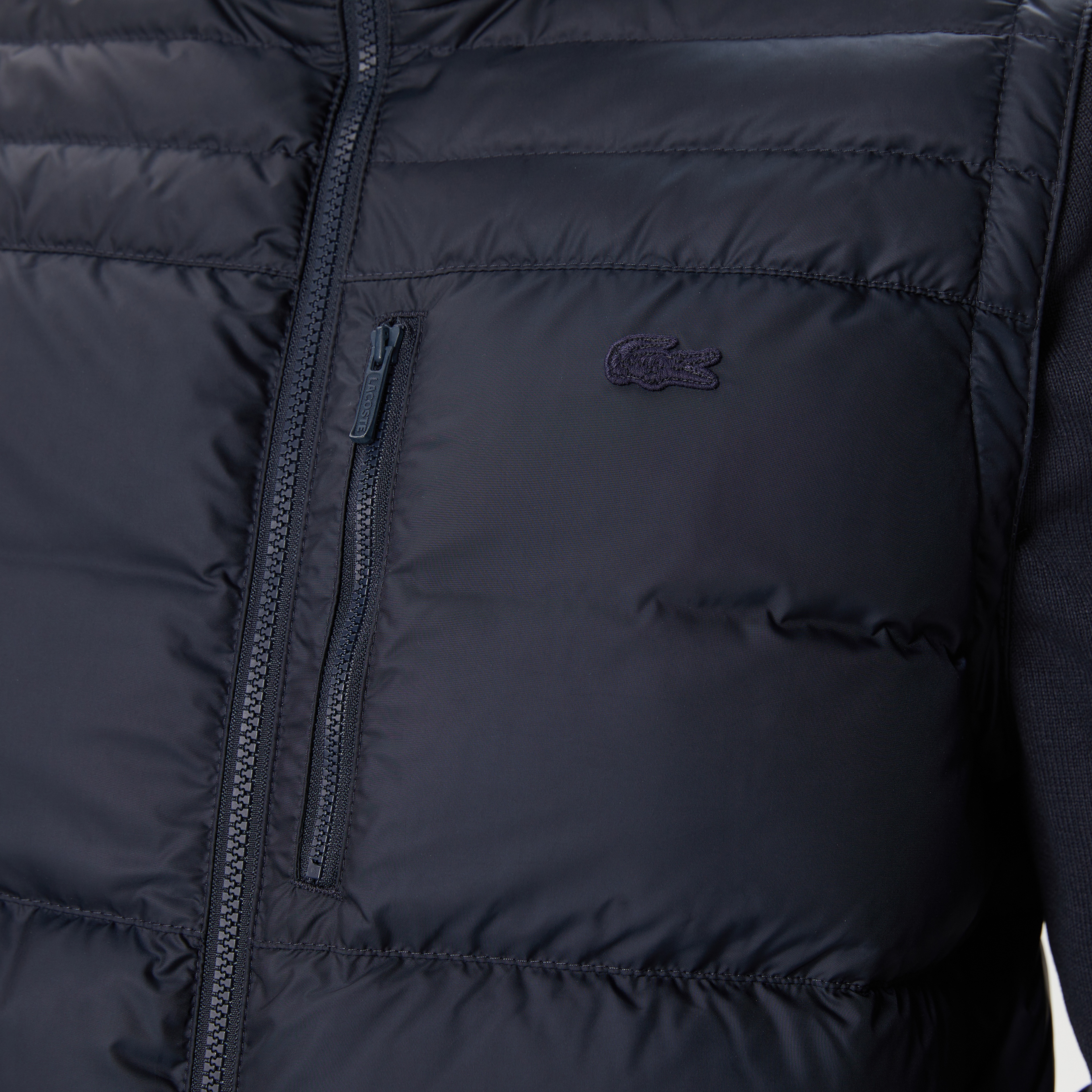 Lacoste Erkek Kapüşonlu Kapitone Lacivert Mont