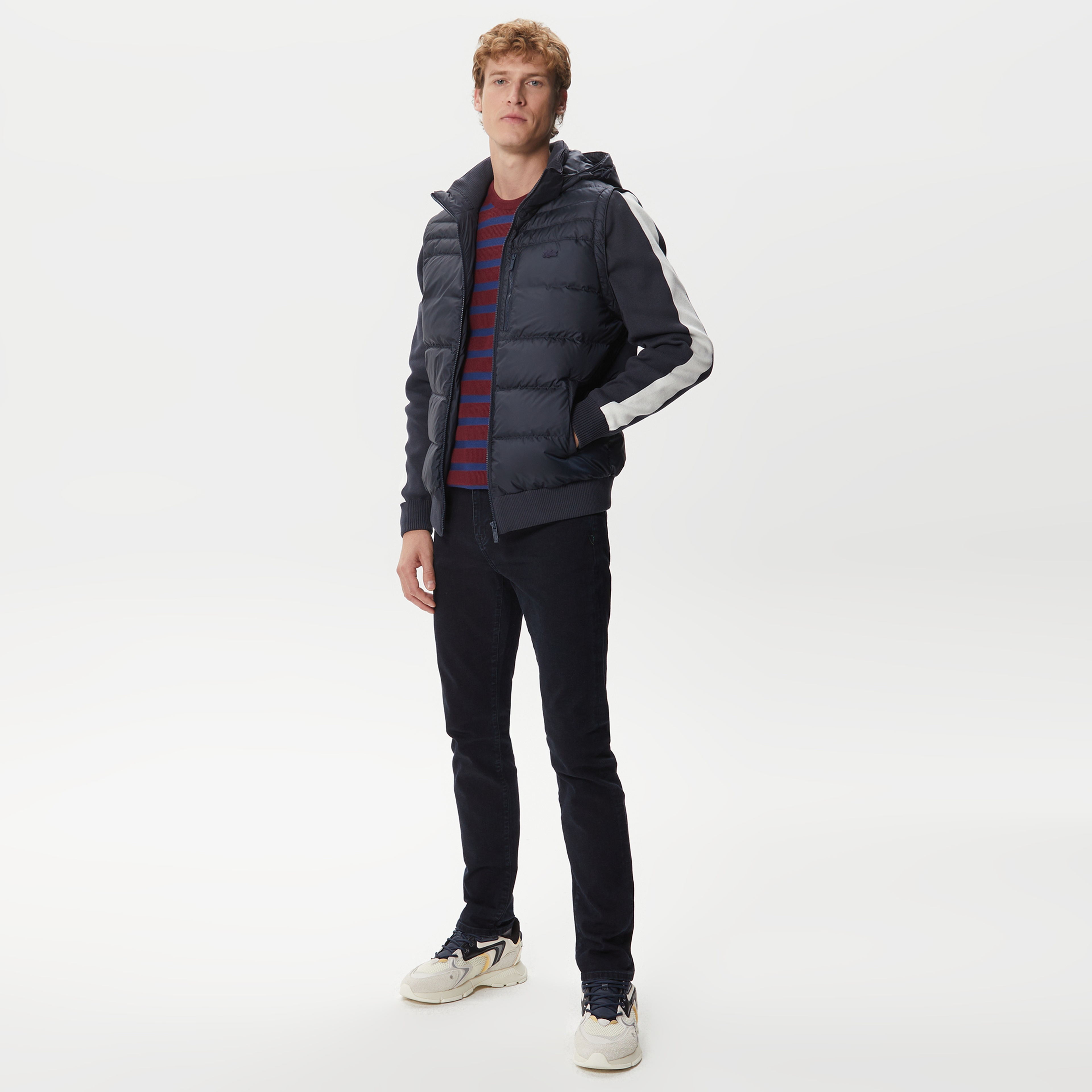 Lacoste Erkek Kapüşonlu Kapitone Lacivert Mont