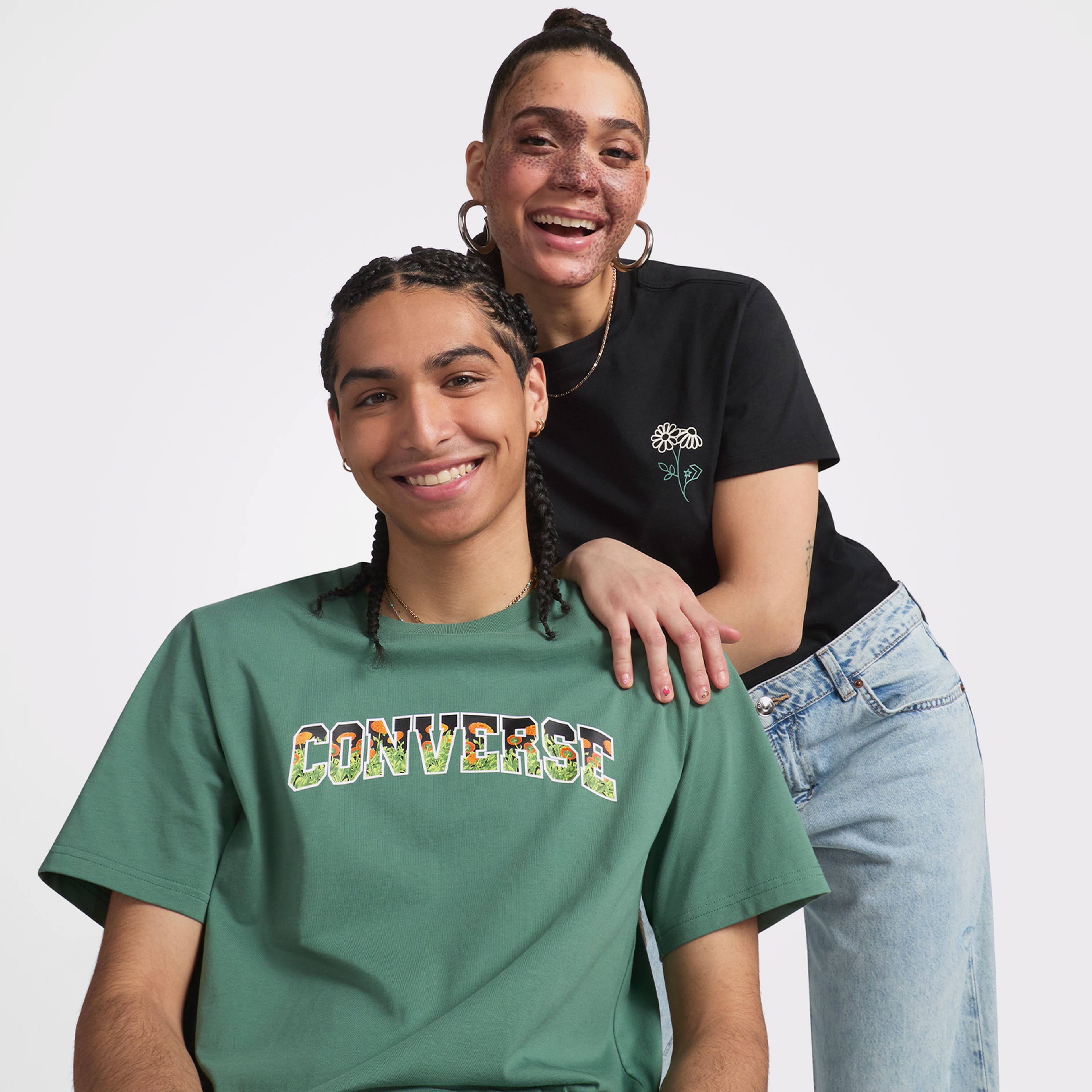 Converse Floral Erkek Beyaz T-Shirt