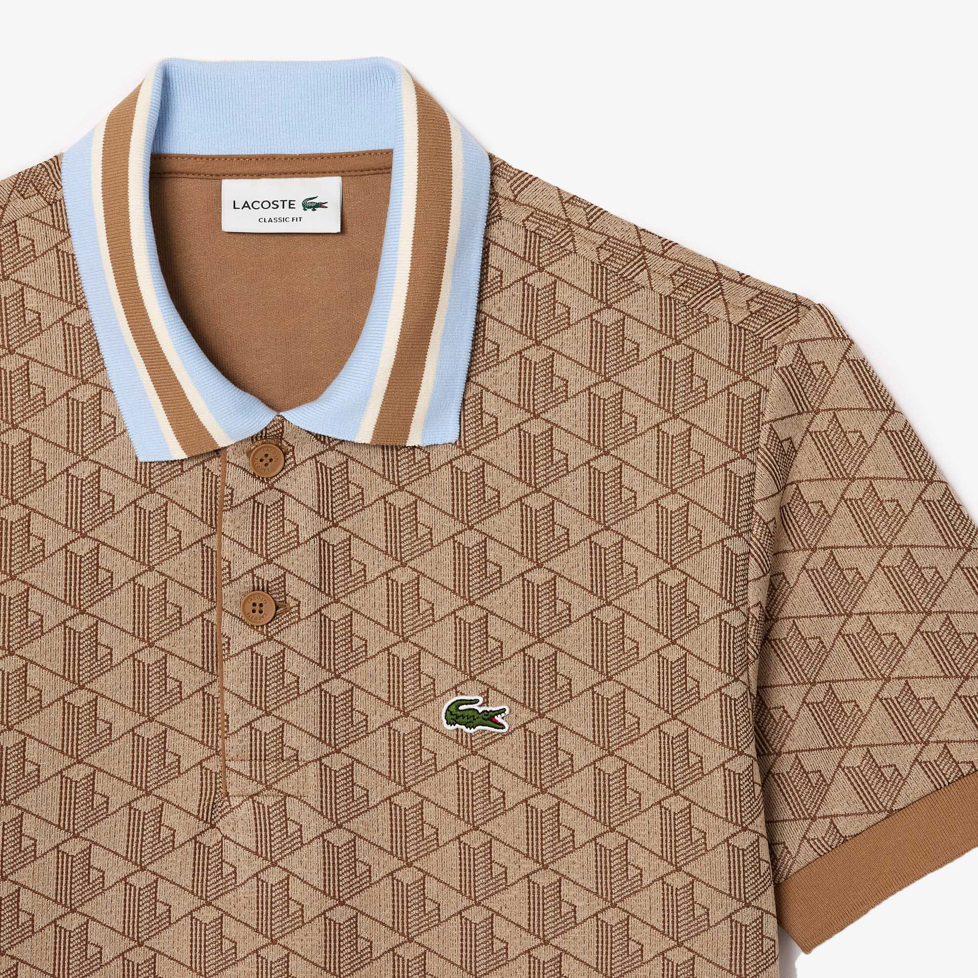 Monogram Erkek Classic Fit Kahverengi Polo