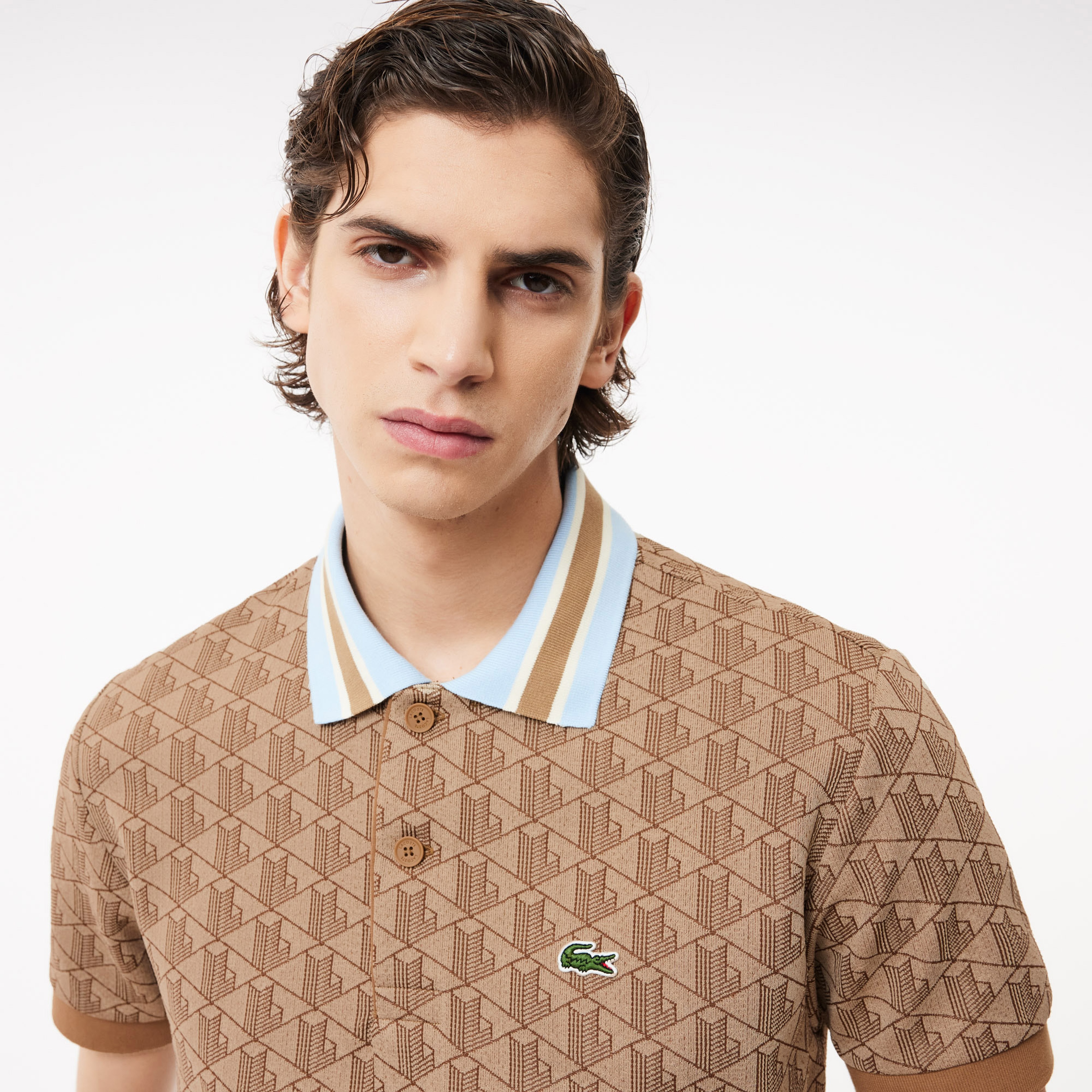 Monogram Erkek Classic Fit Kahverengi Polo