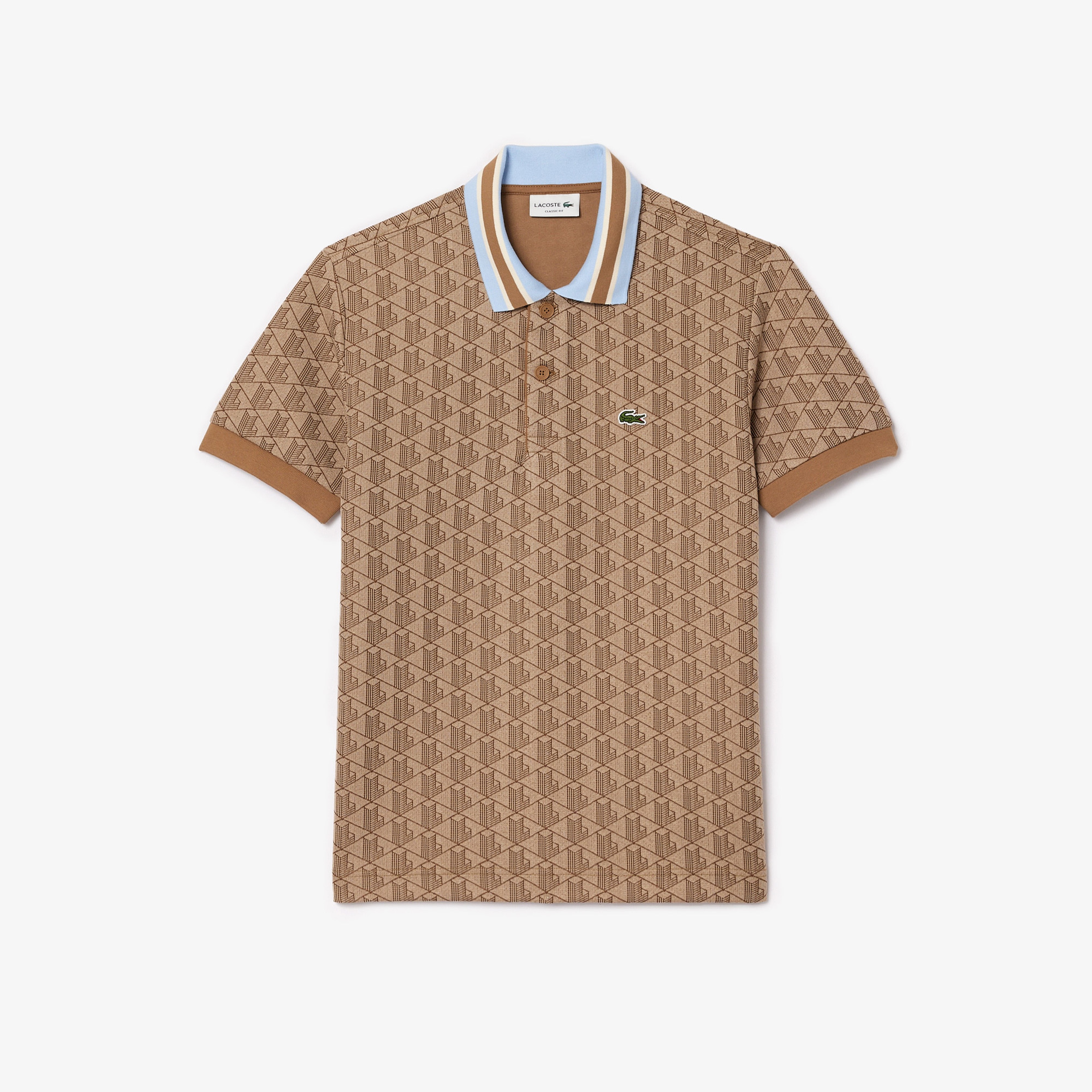 Monogram Erkek Classic Fit Kahverengi Polo