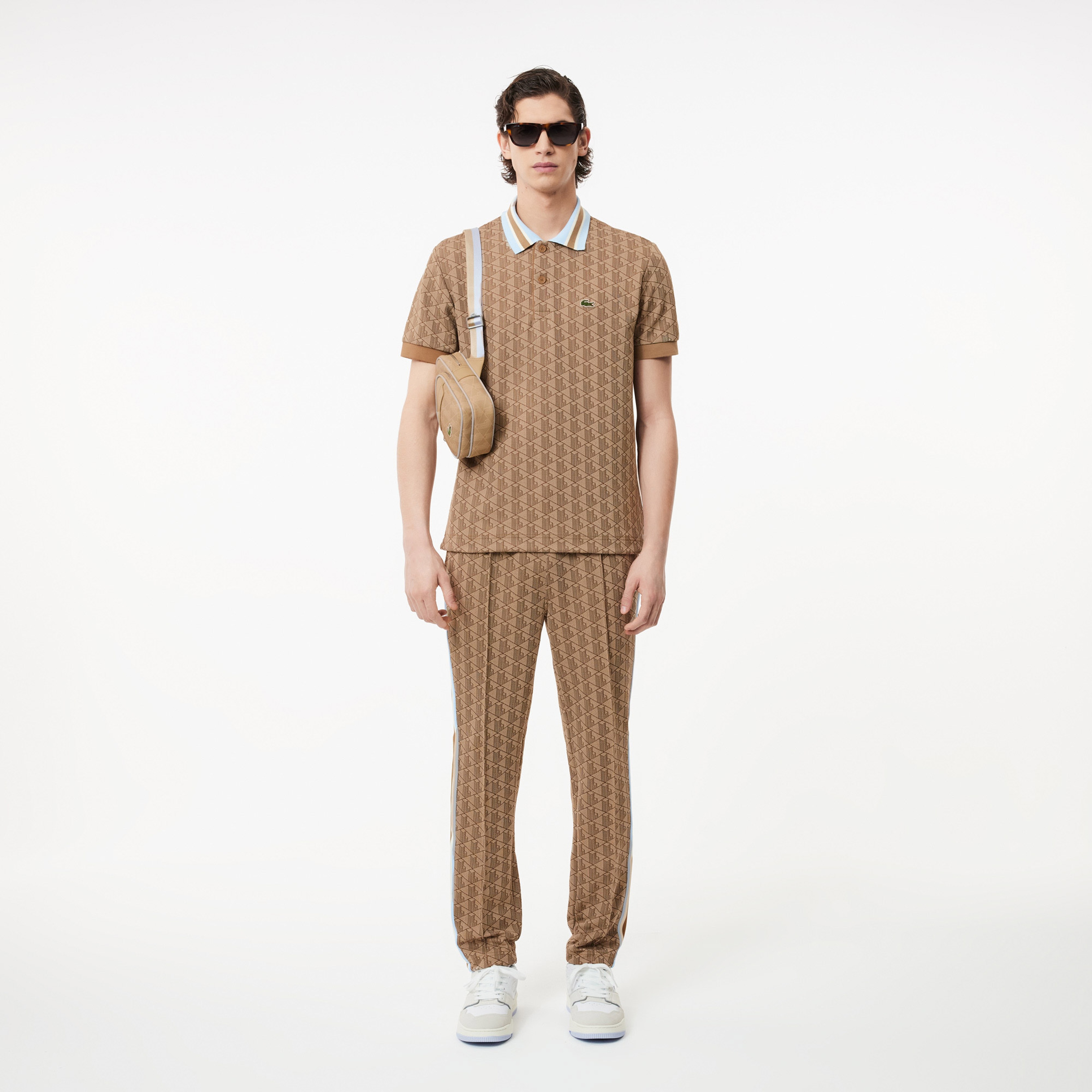 Monogram Erkek Classic Fit Kahverengi Polo
