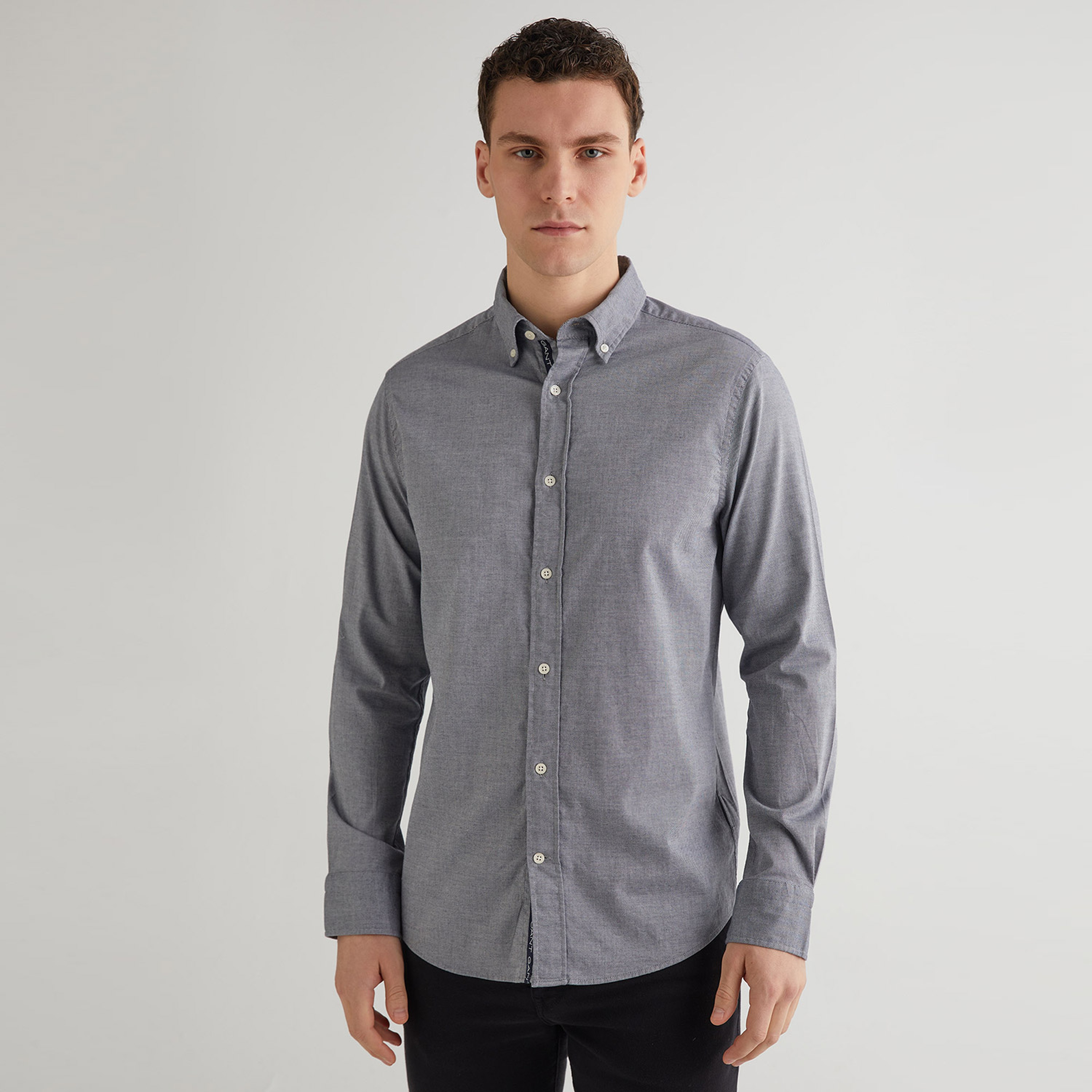 GANT Erkek Gri Regular Fit Düğmeli Yaka Gömlek