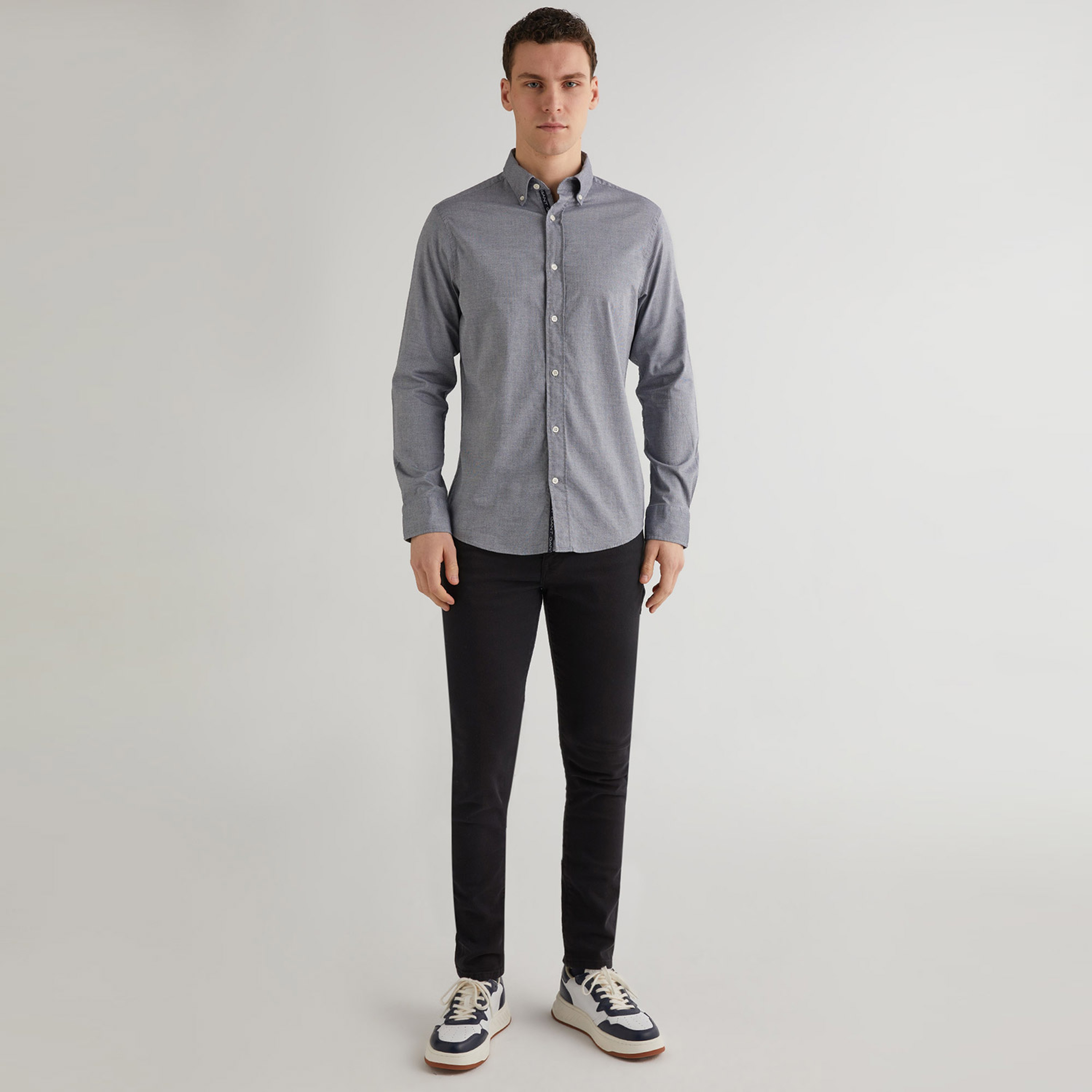 GANT Erkek Gri Regular Fit Düğmeli Yaka Gömlek