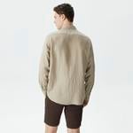 Nautica Erkek Bej Classic Fit Uzun Kollu Keten Gömlek