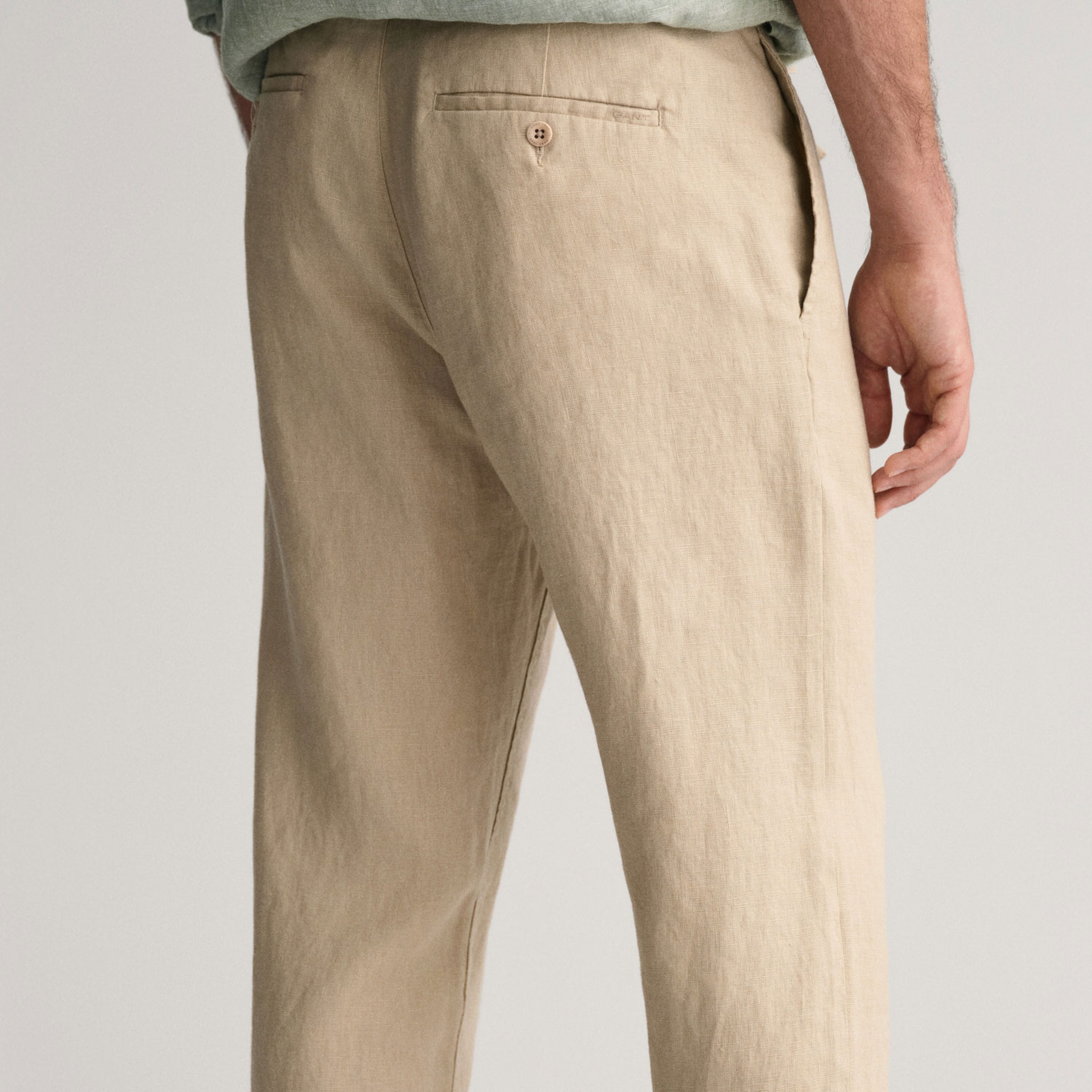 GANT Erkek Bej Relaxed Fit Keten Pantolon
