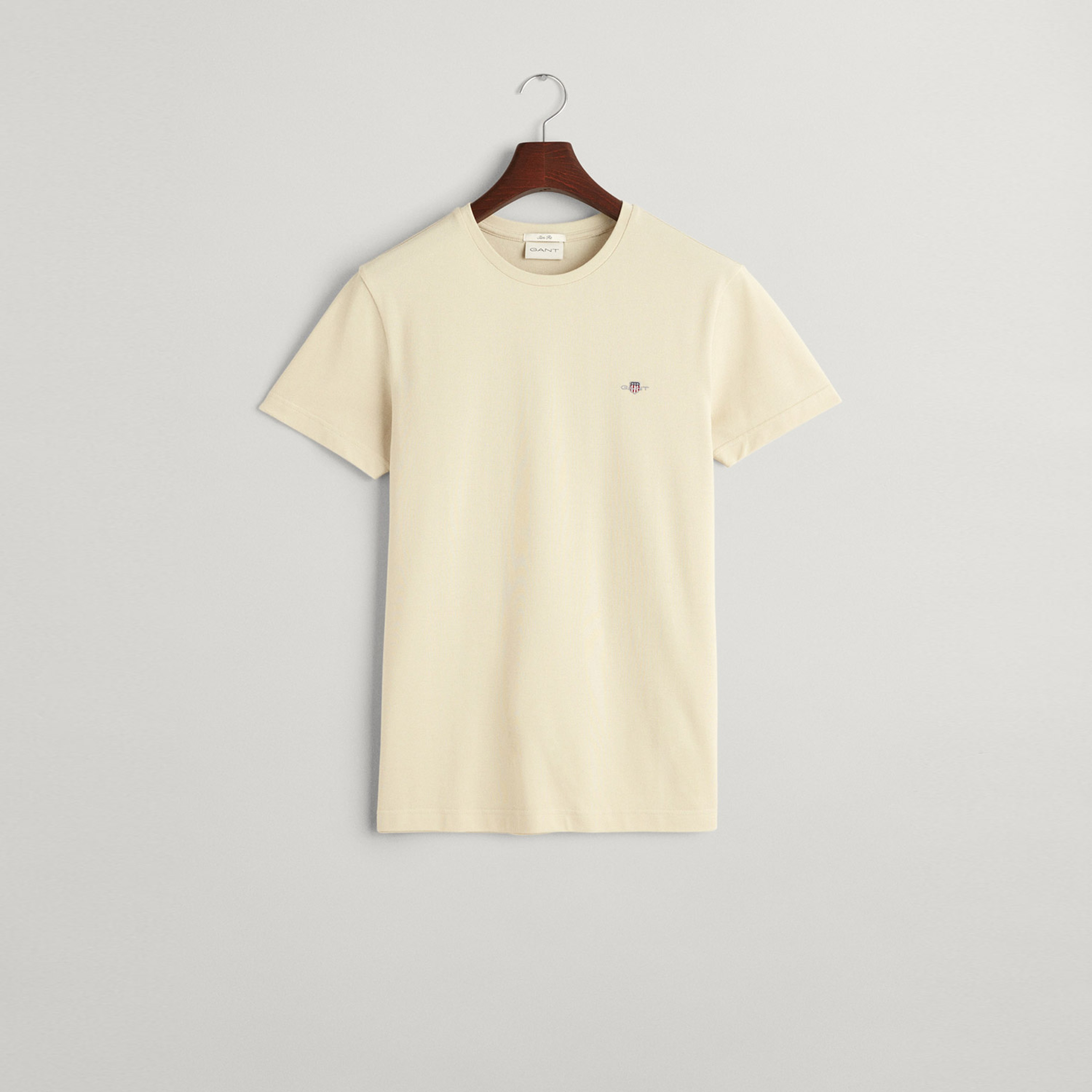 GANT Erkek Bej Slim Fit Bisiklet Yaka T-Shirt