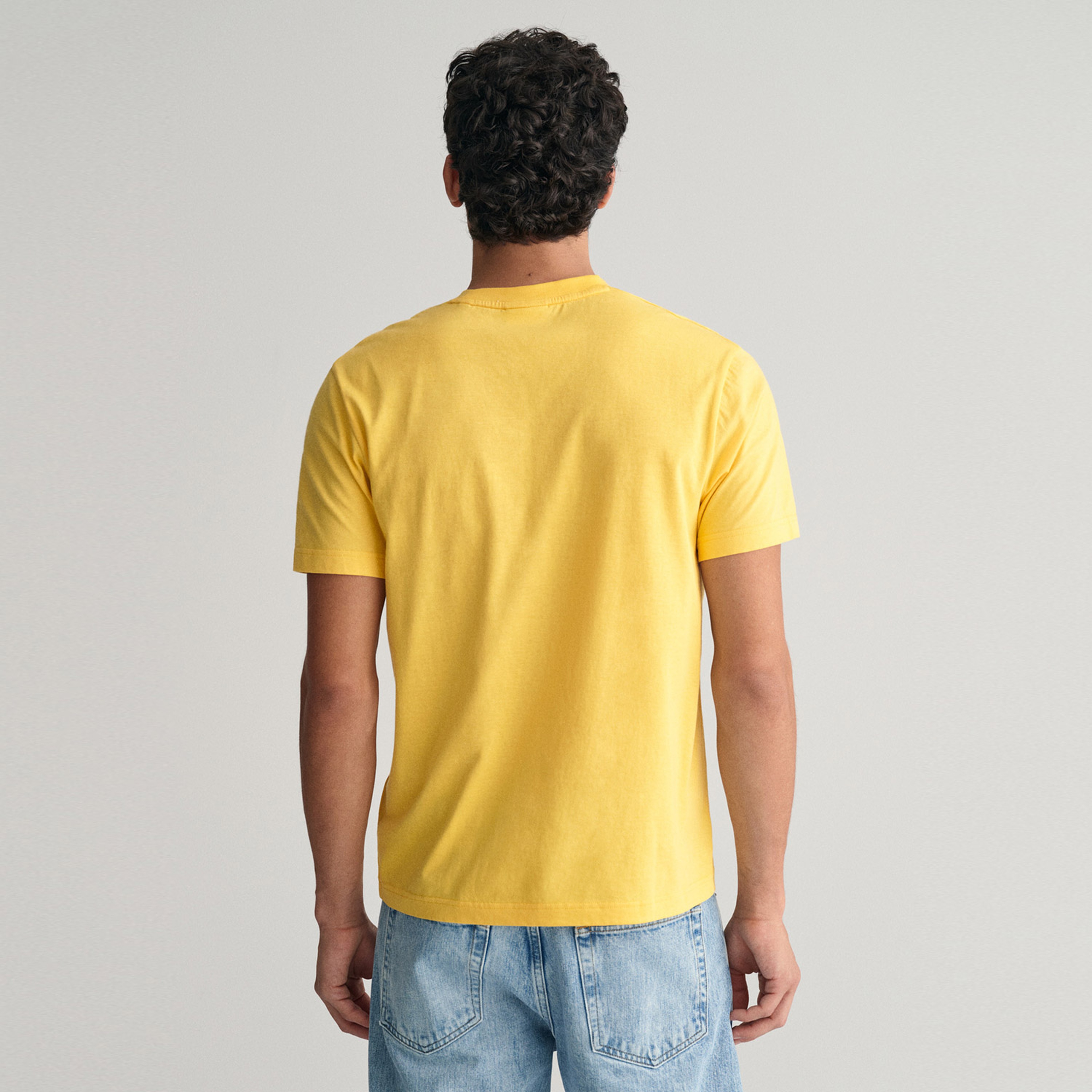 GANT Erkek Sarı Regular Fit Bisiklet Yaka Logolu T-shirt
