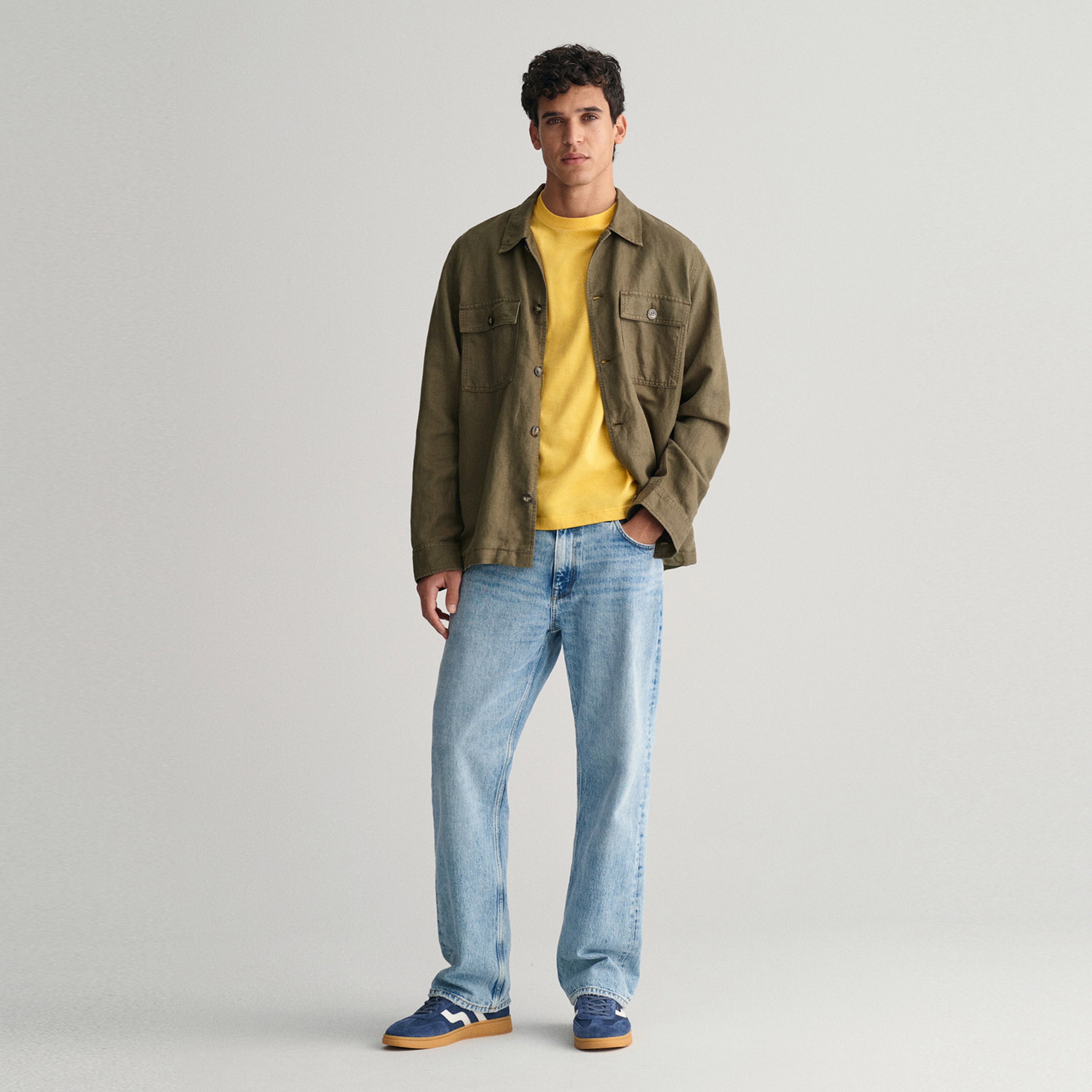 GANT Erkek Sarı Regular Fit Bisiklet Yaka Logolu T-shirt