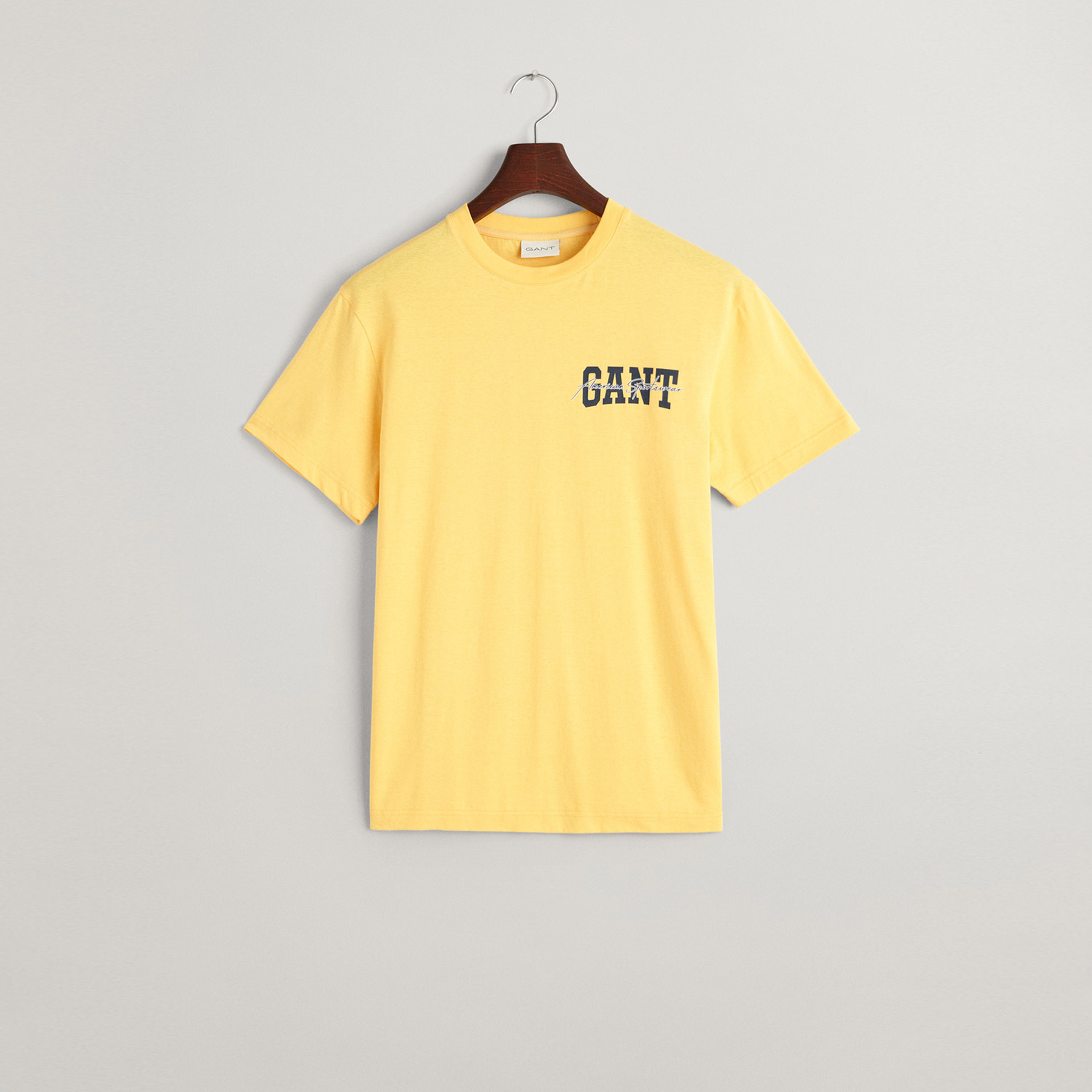 GANT Erkek Sarı Regular Fit Bisiklet Yaka Logolu T-shirt