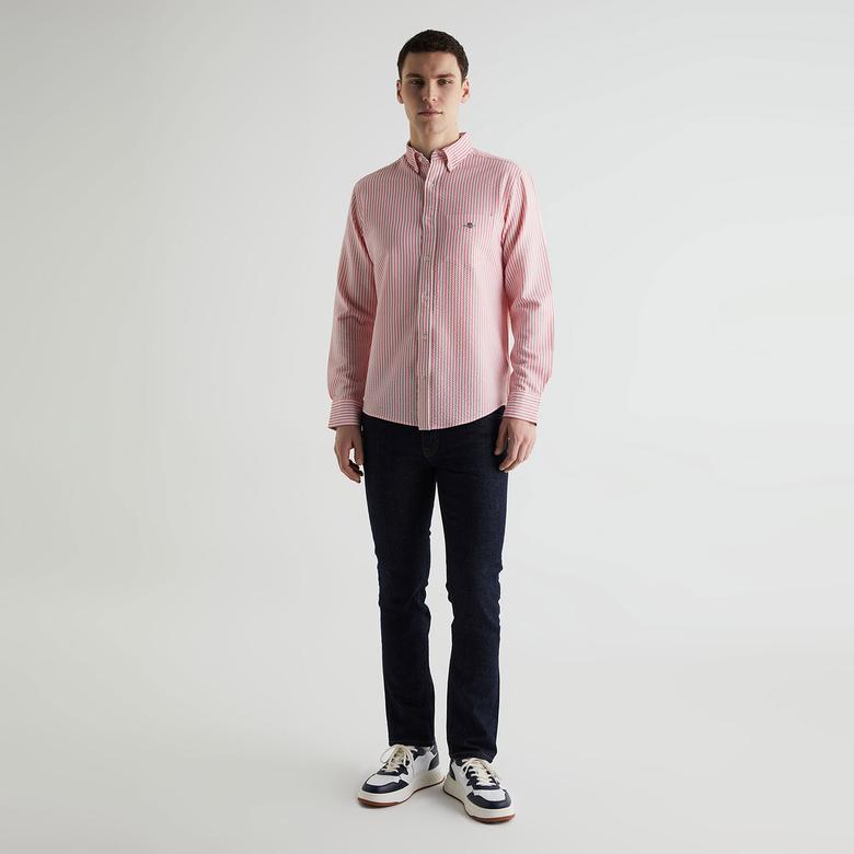 GANT Erkek Pembe Regular Fit Klasik Yaka Çizgili Gömlek
