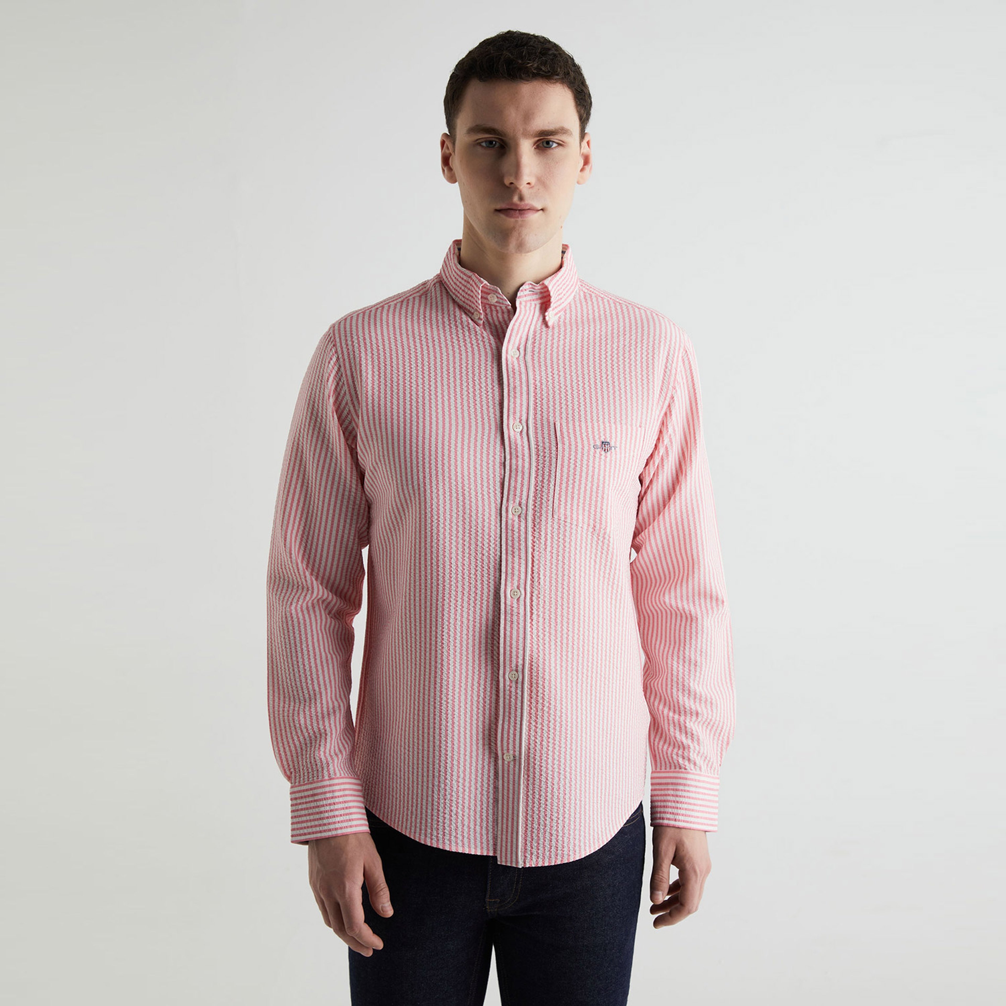 GANT Erkek Pembe Regular Fit Klasik Yaka Çizgili Gömlek