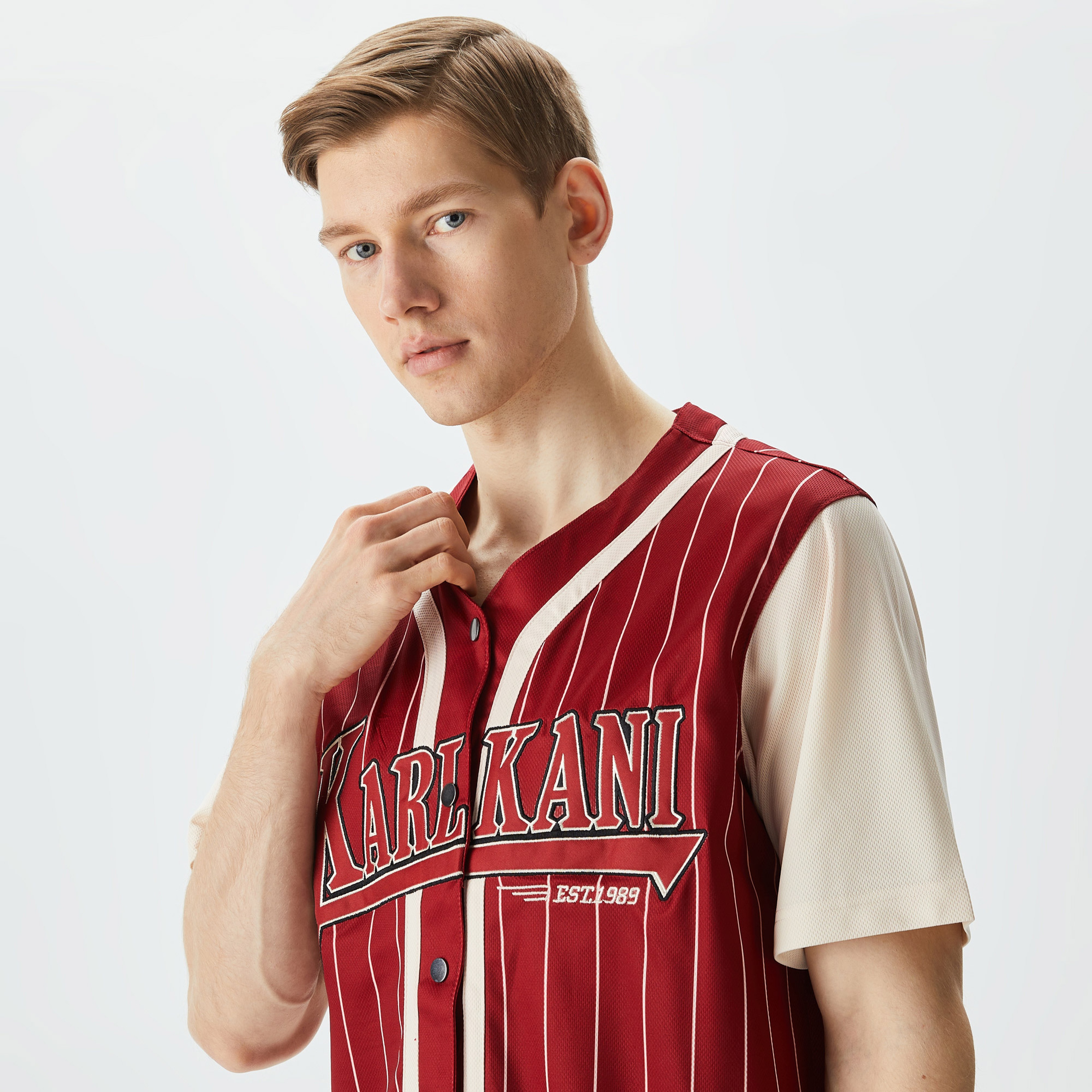 Karl Kani Trekking Block Pinstripe Baseball Erkek Kırmızı Gömlek