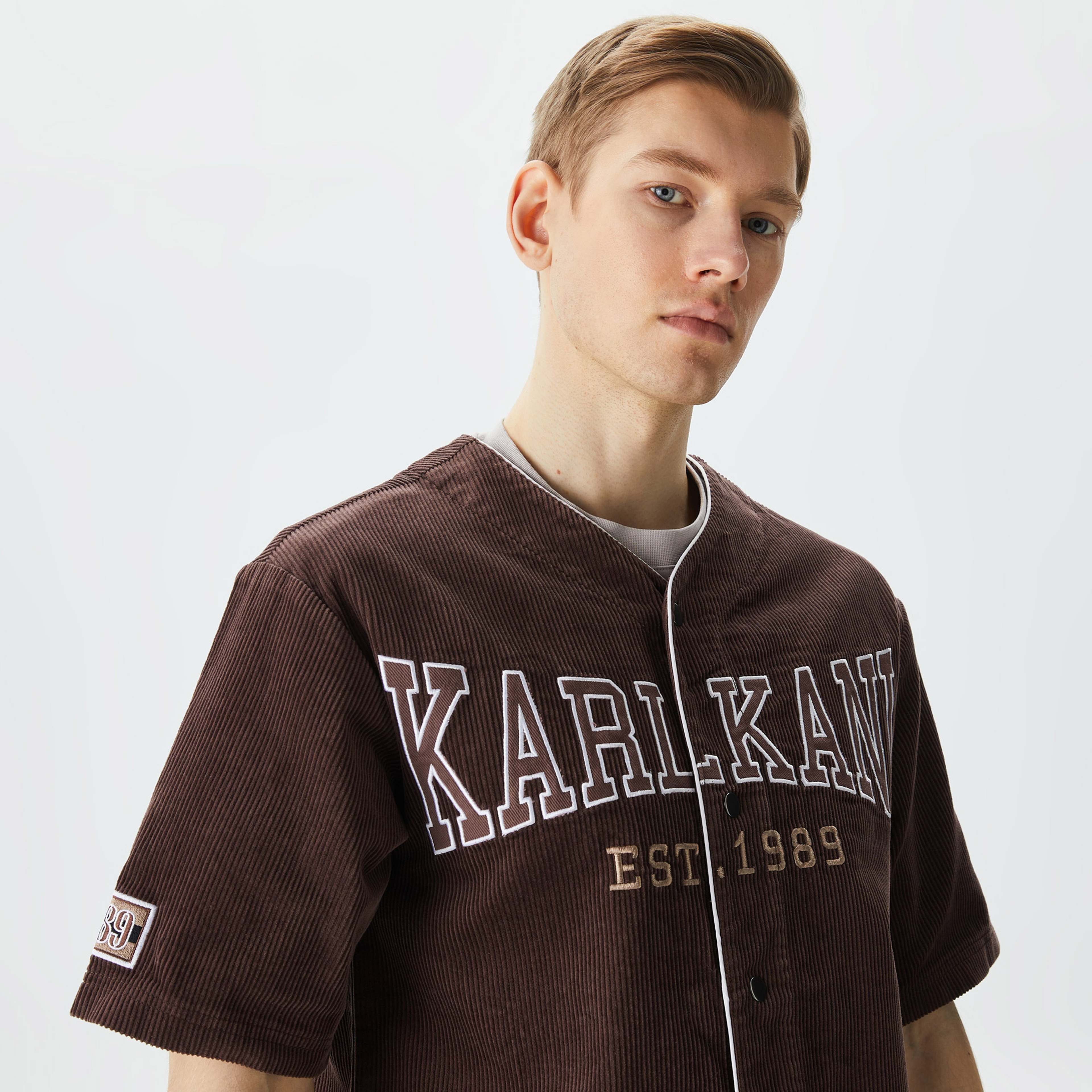 Karl Kani Woven Retro Corduroy Baseball Erkek Kahverengi Gömlek