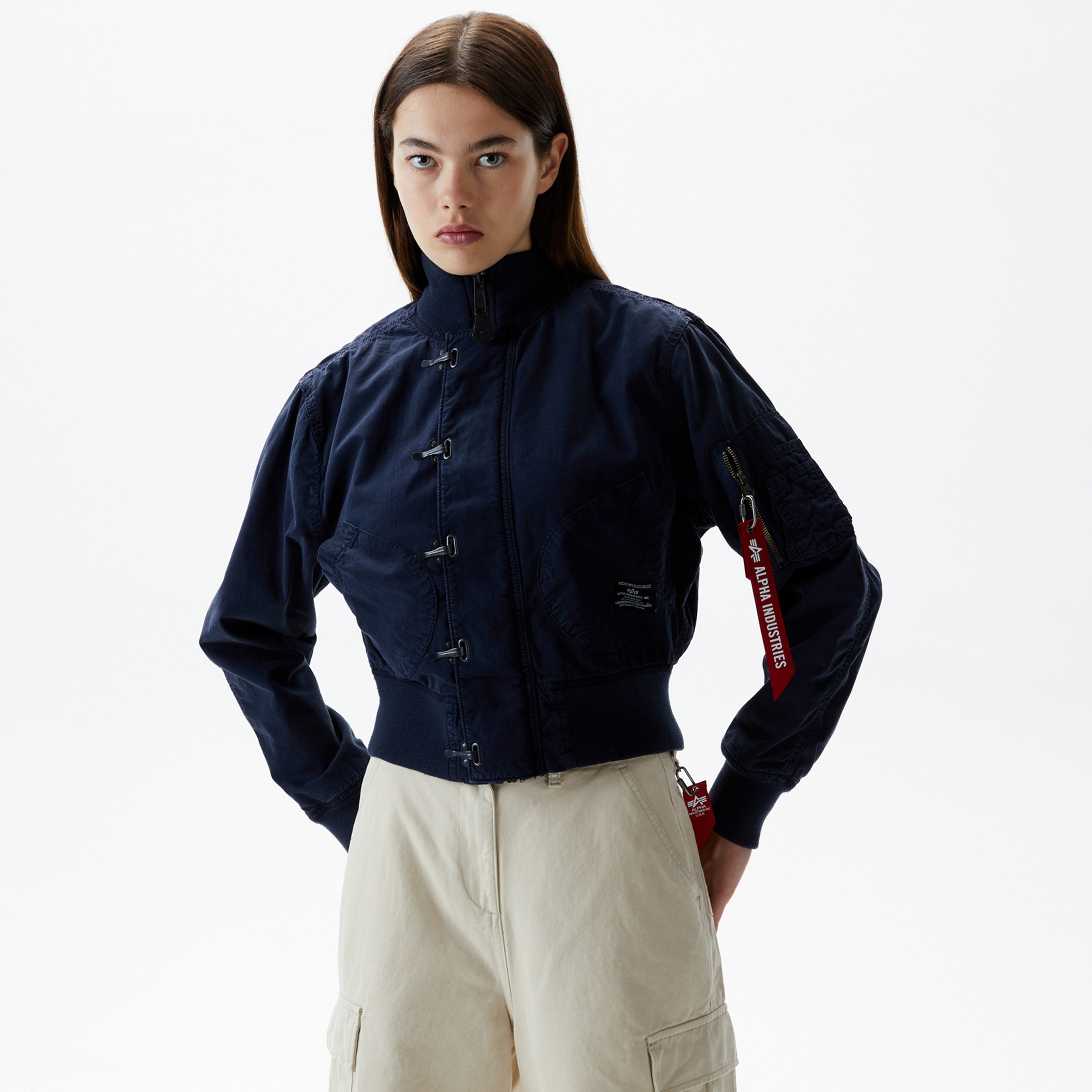 Alpha Industries Us Navy Cropped Deck Hooked Mod Kadın Mavi Ceket