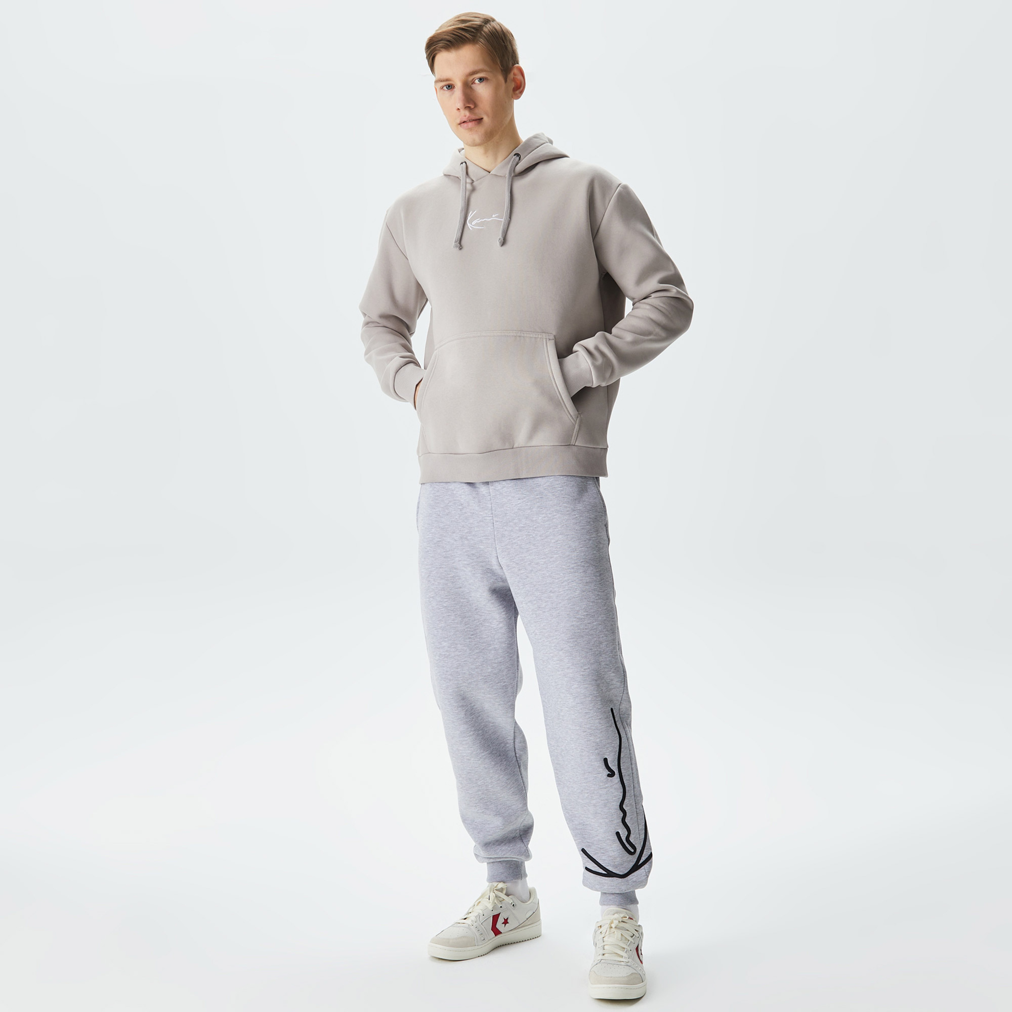 Karl Kani Small Signature Essential Erkek Gri Hoodie