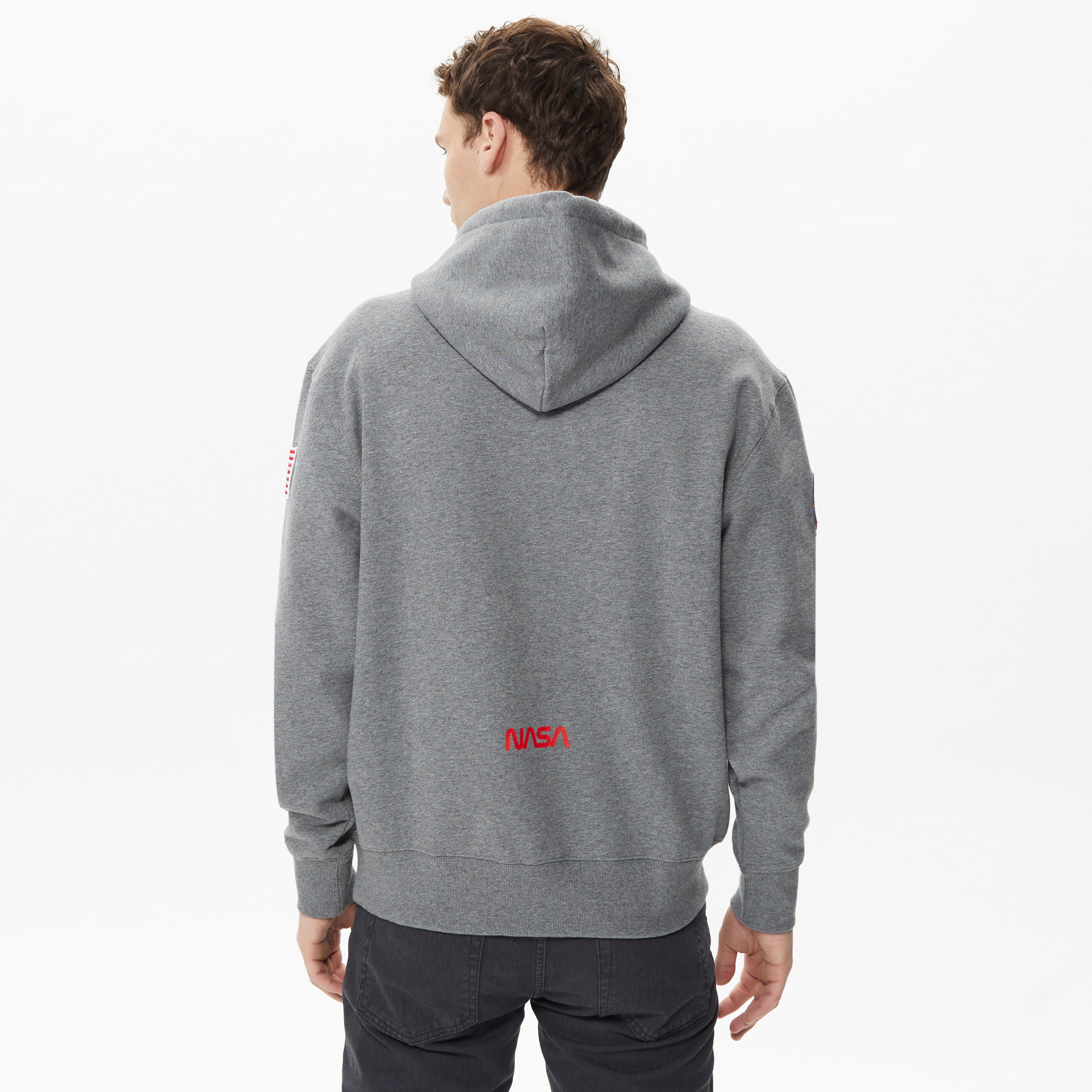 Alpha Industries Nasa Erkek Gri Hoodie
