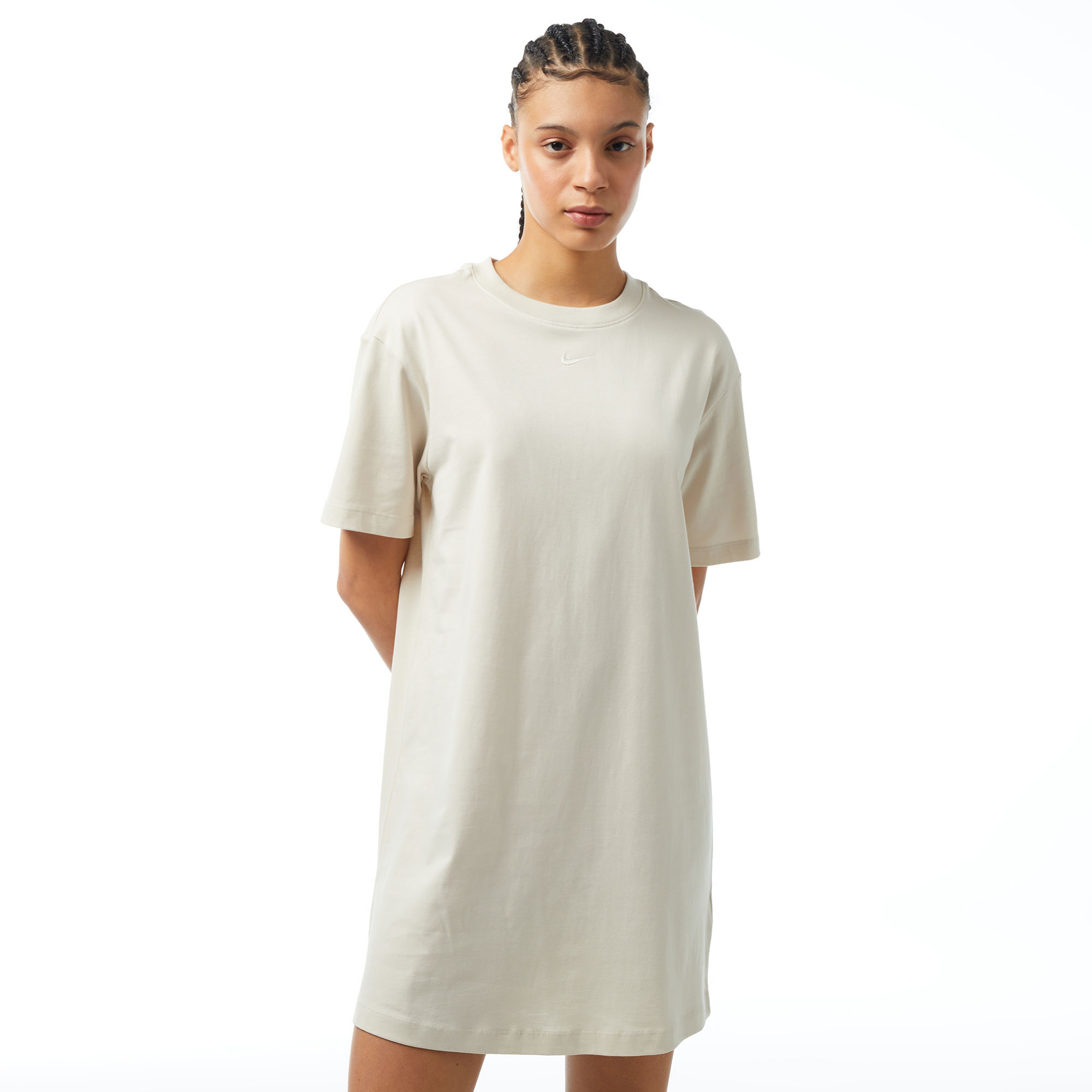 Nike Sportswear Chill Knit Oversized Kadın Krem Elbise