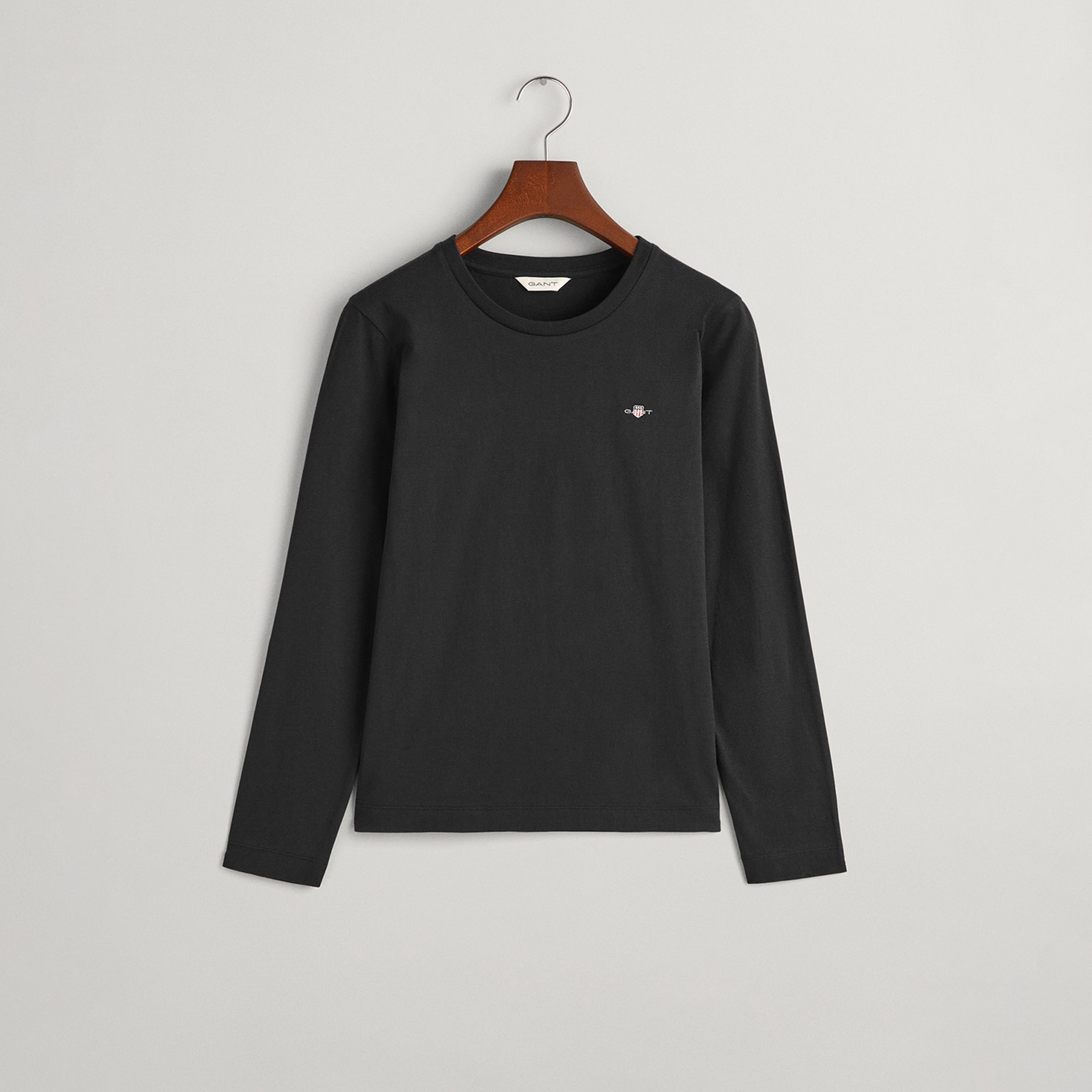 GANT Kadın Siyah Regular Fit Bisiklet Yaka T-Shirt