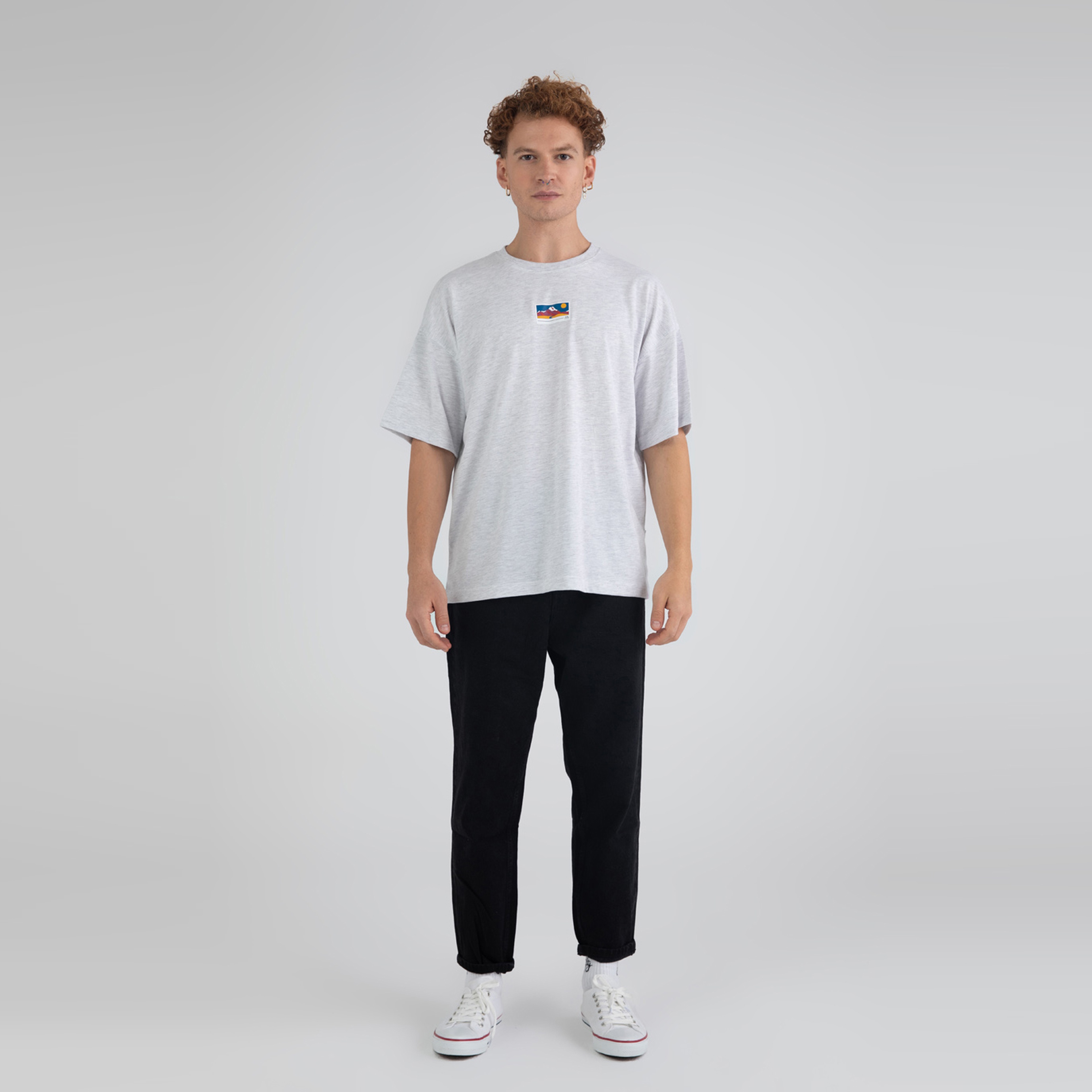 Fifty Pieces Oversize Erkek Gri T-Shirt