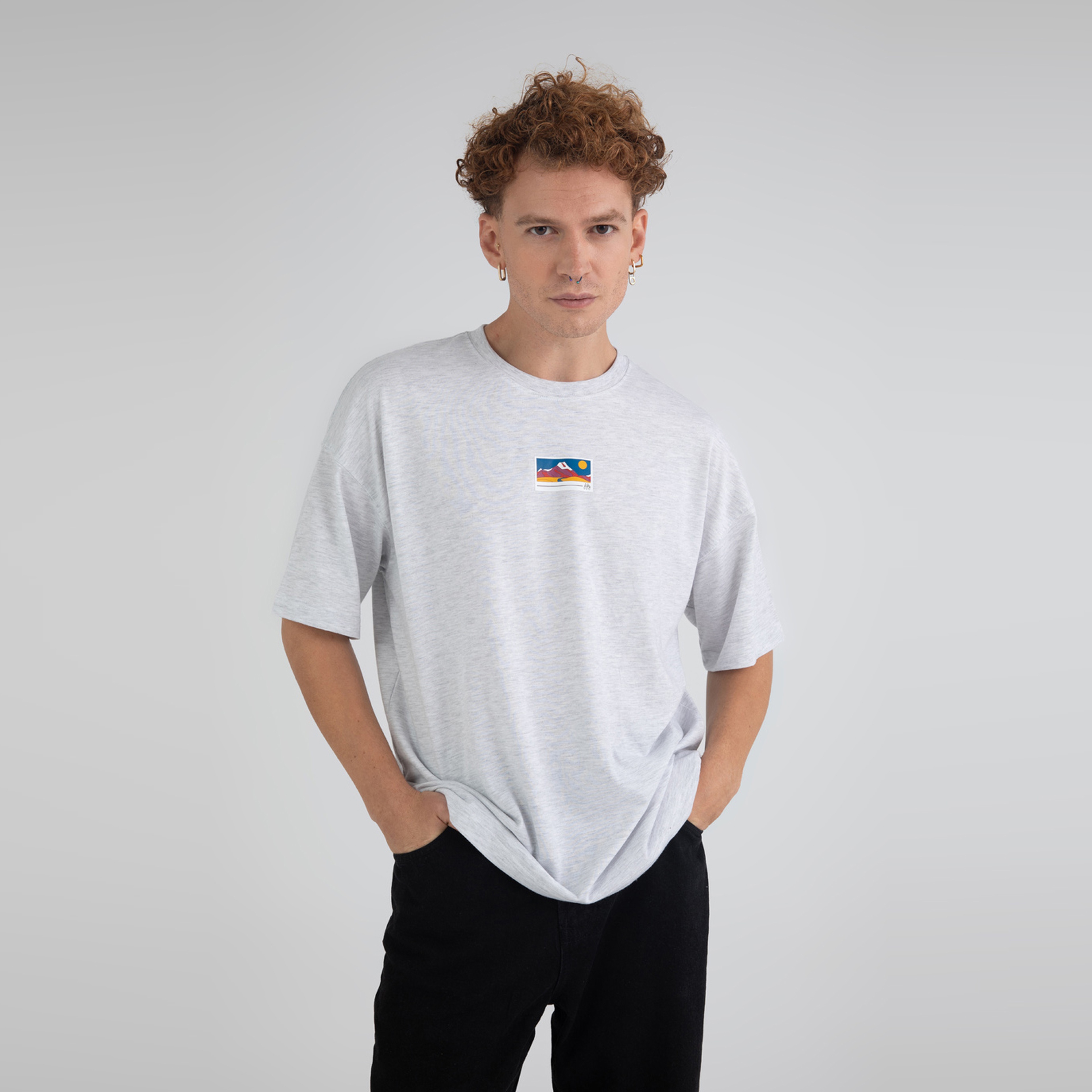 Fifty Pieces Oversize Erkek Gri T-Shirt