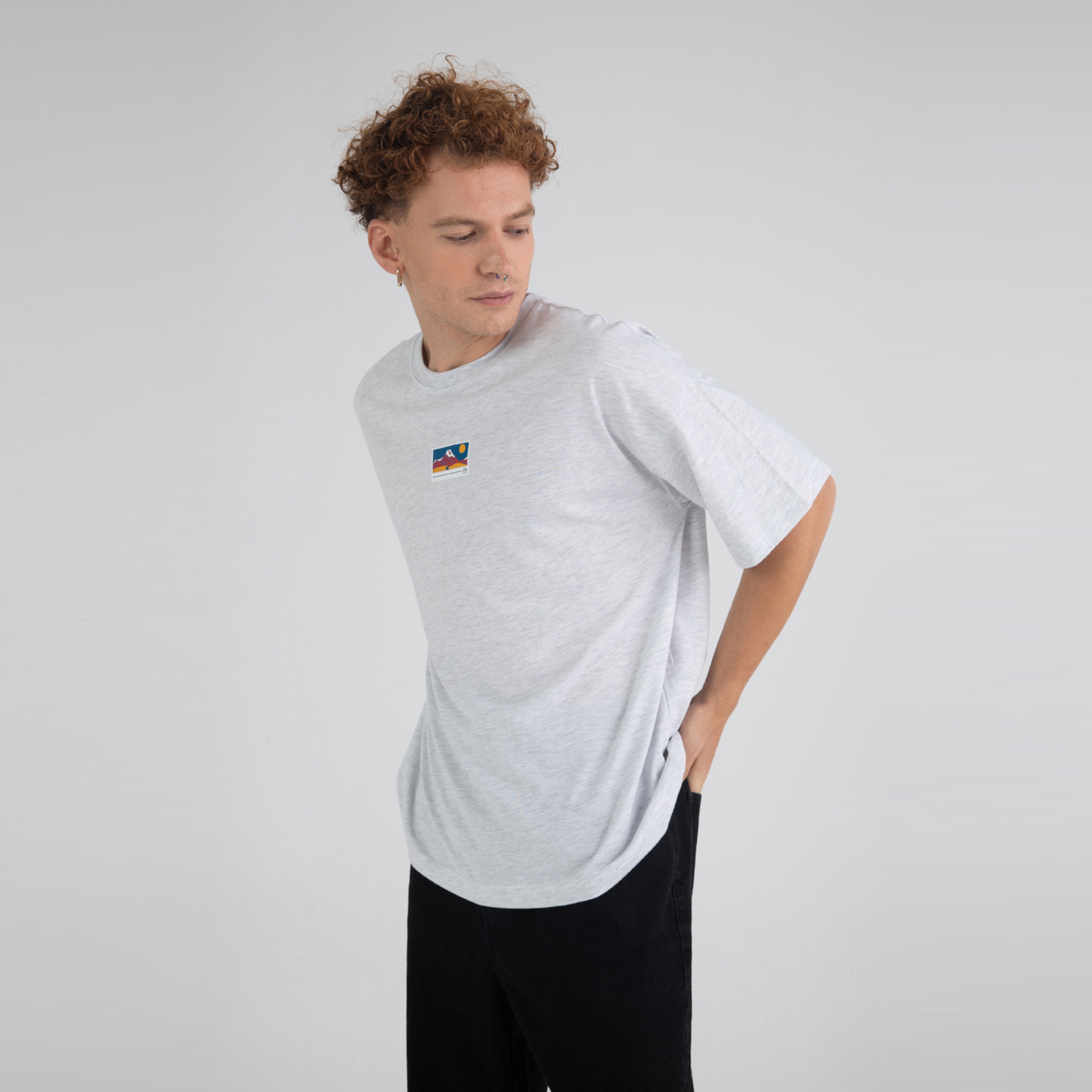 Fifty Pieces Oversize Erkek Gri T-Shirt
