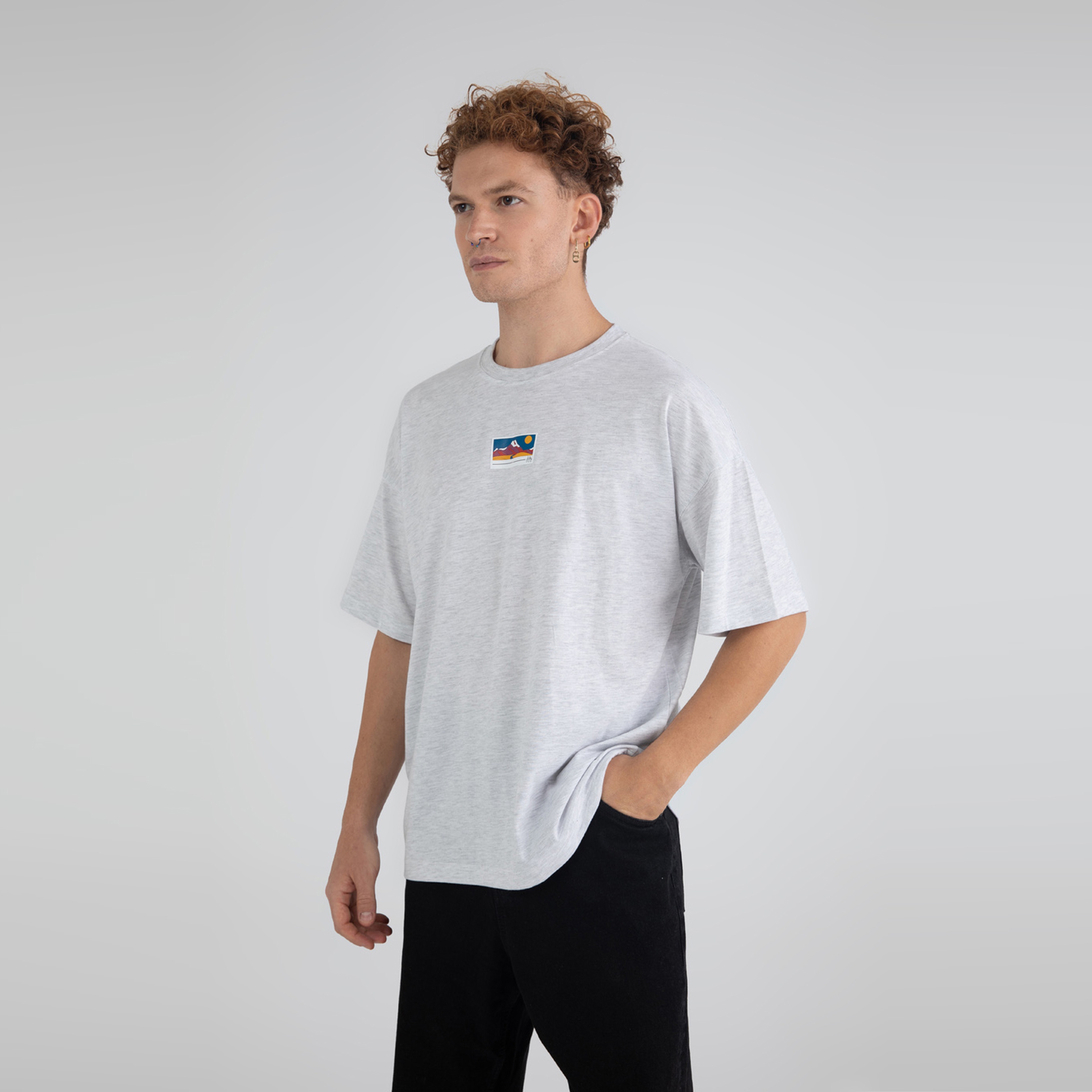 Fifty Pieces Oversize Erkek Gri T-Shirt