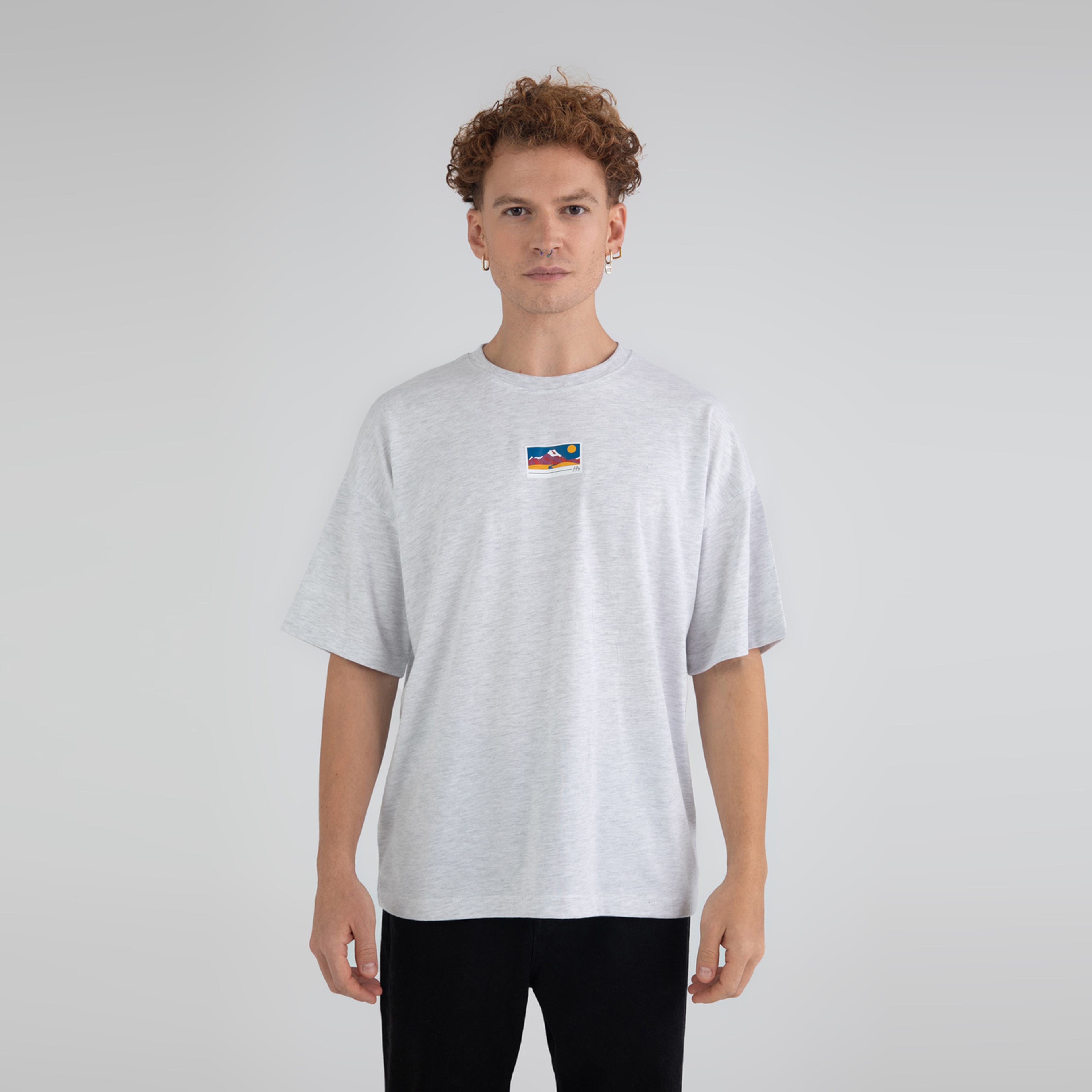 Fifty Pieces Oversize Erkek Gri T-Shirt