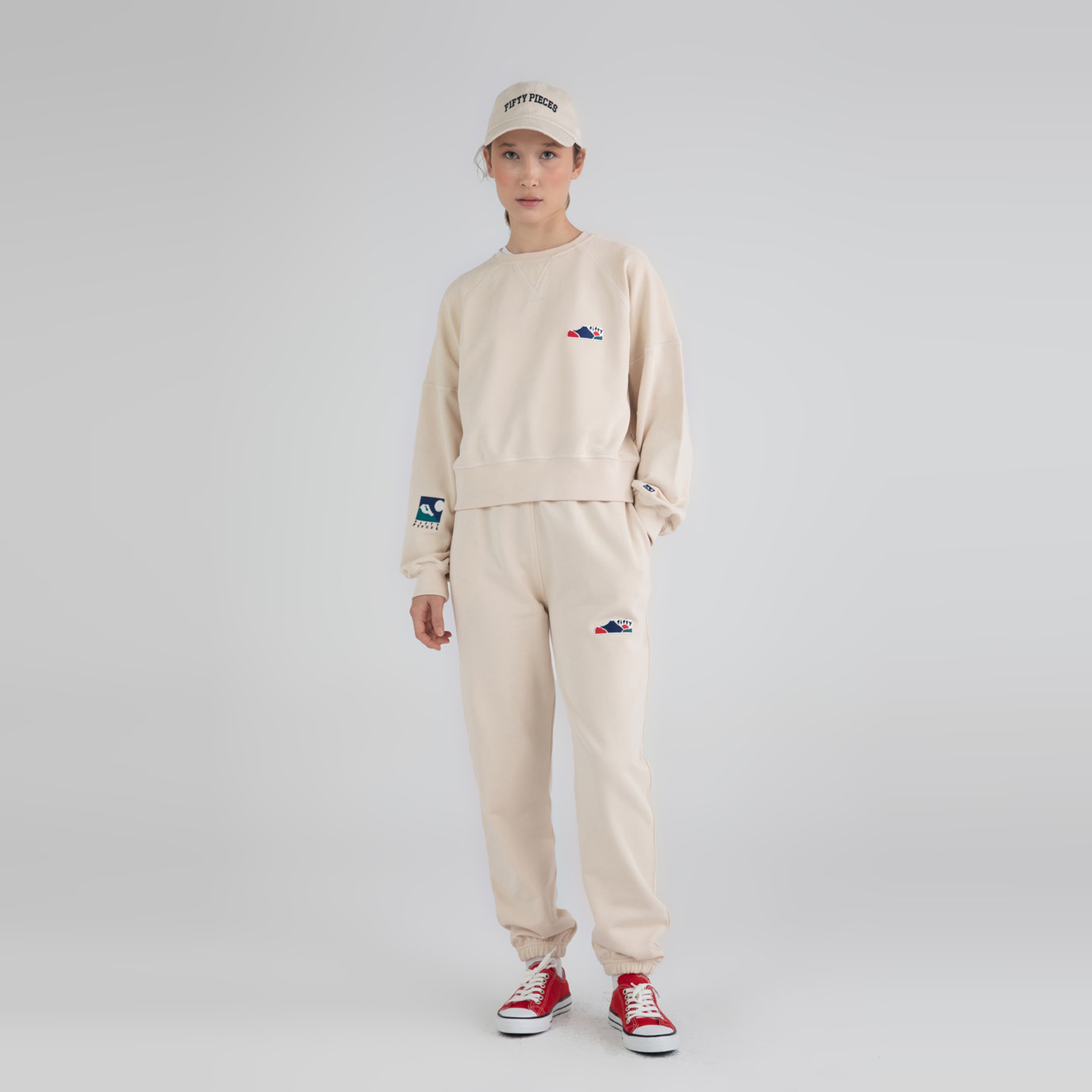 Fifty Pieces Boyfriend Fit Kadın Krem Eşofman Altı