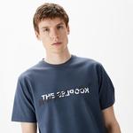 ERKEK BASKILI BİSİKLET YAKA MAVİ  T-SHIRT