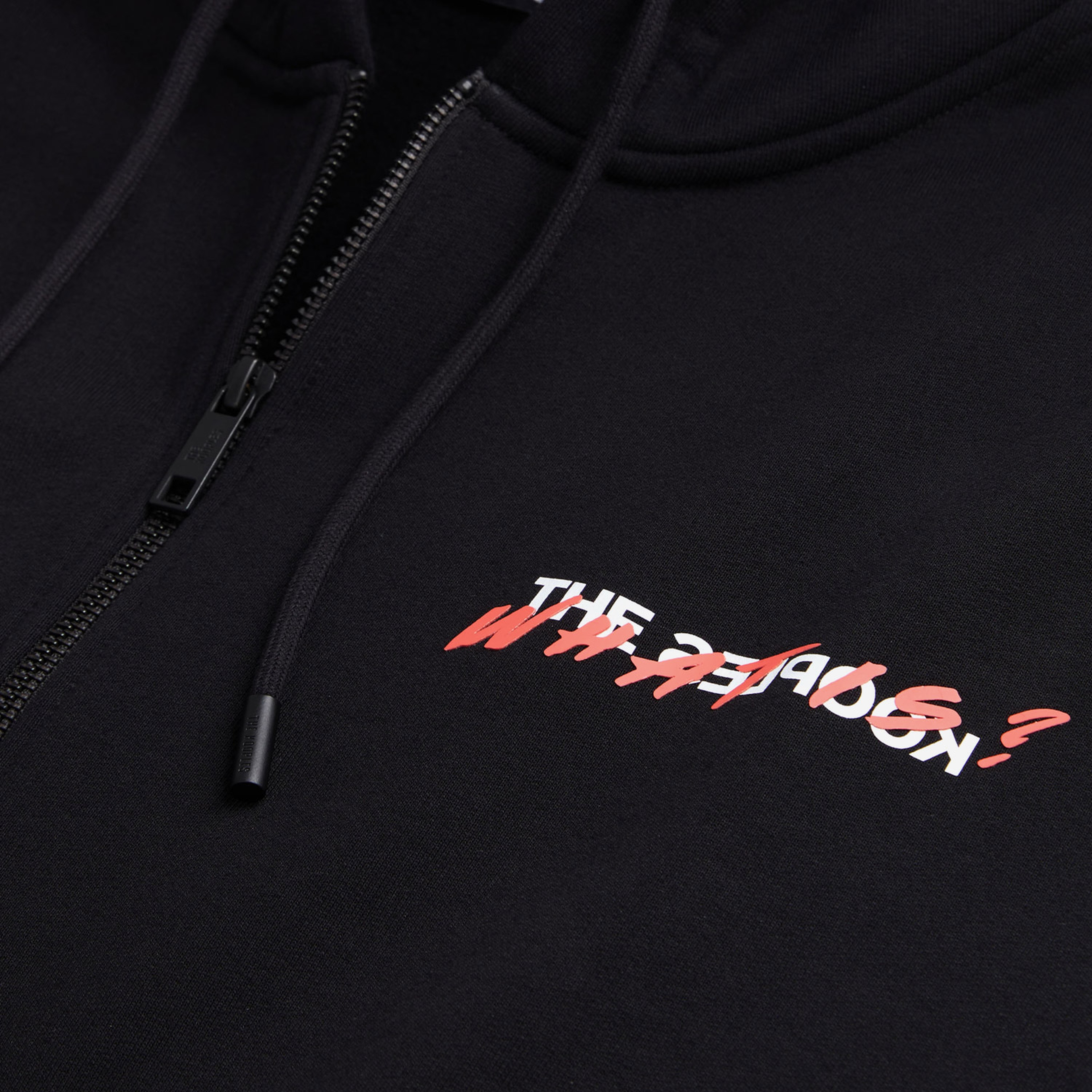 ERKEK BASKILI FERMUARLI SİYAH SWEATSHIRT