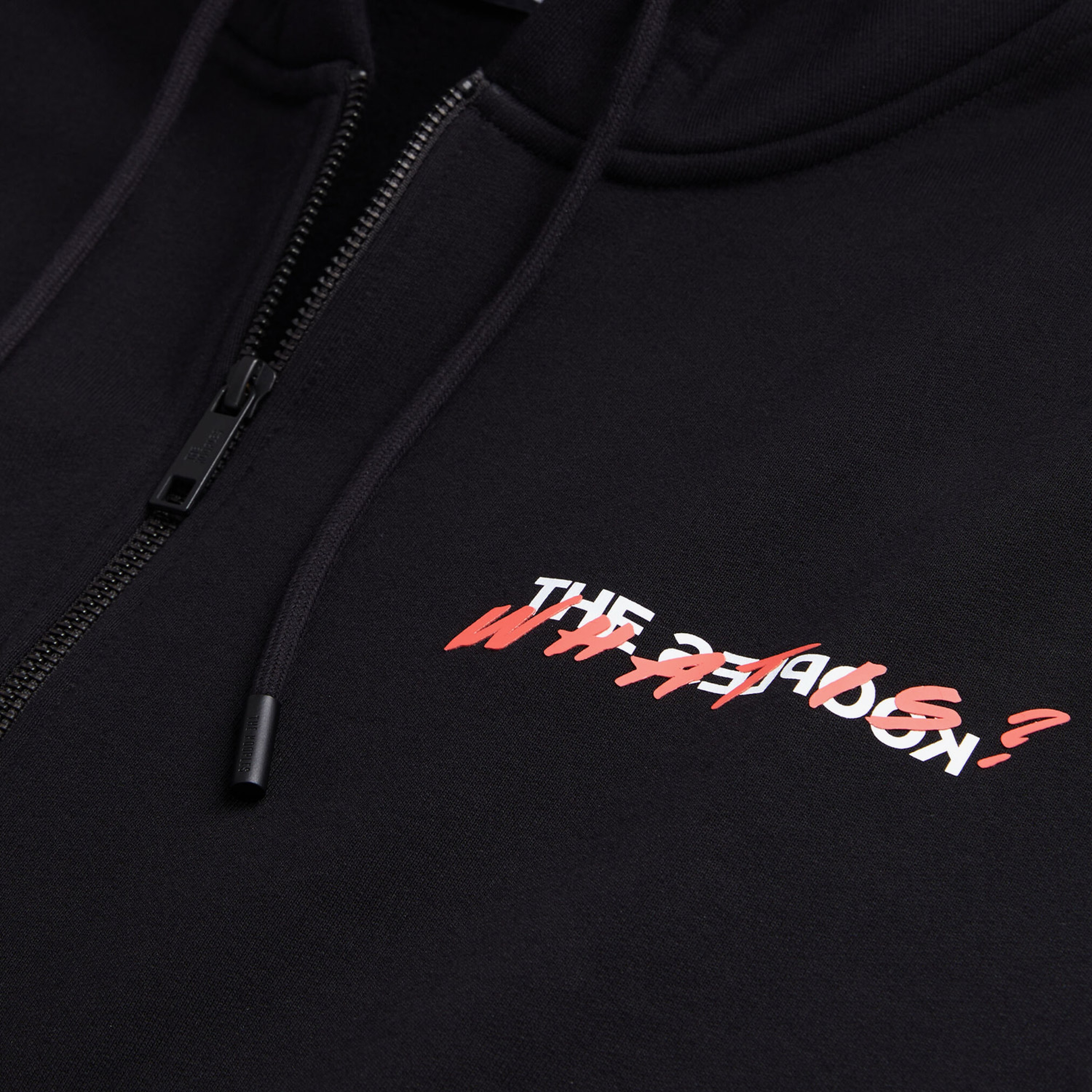 ERKEK BASKILI FERMUARLI SİYAH SWEATSHIRT
