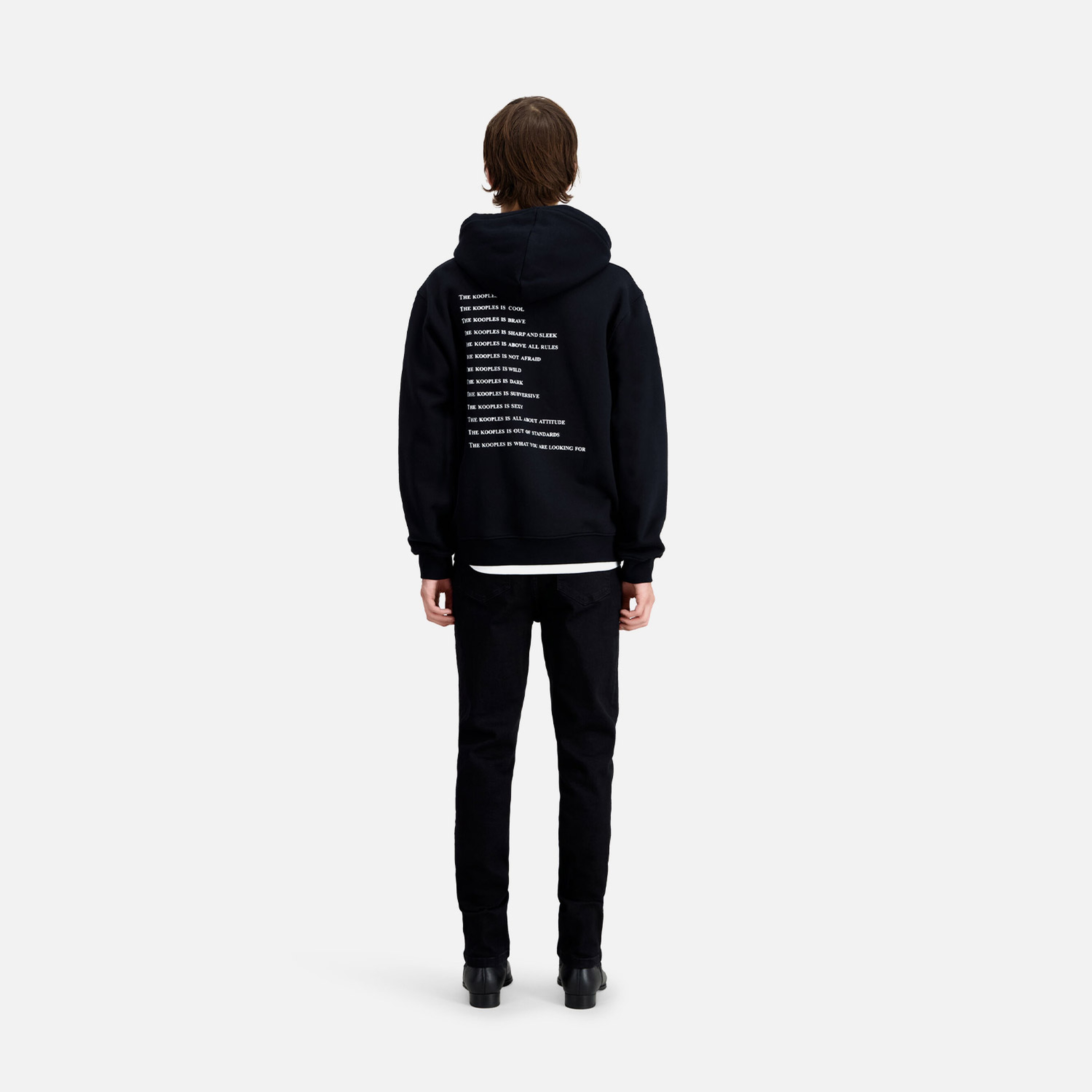 ERKEK BASKILI FERMUARLI SİYAH SWEATSHIRT
